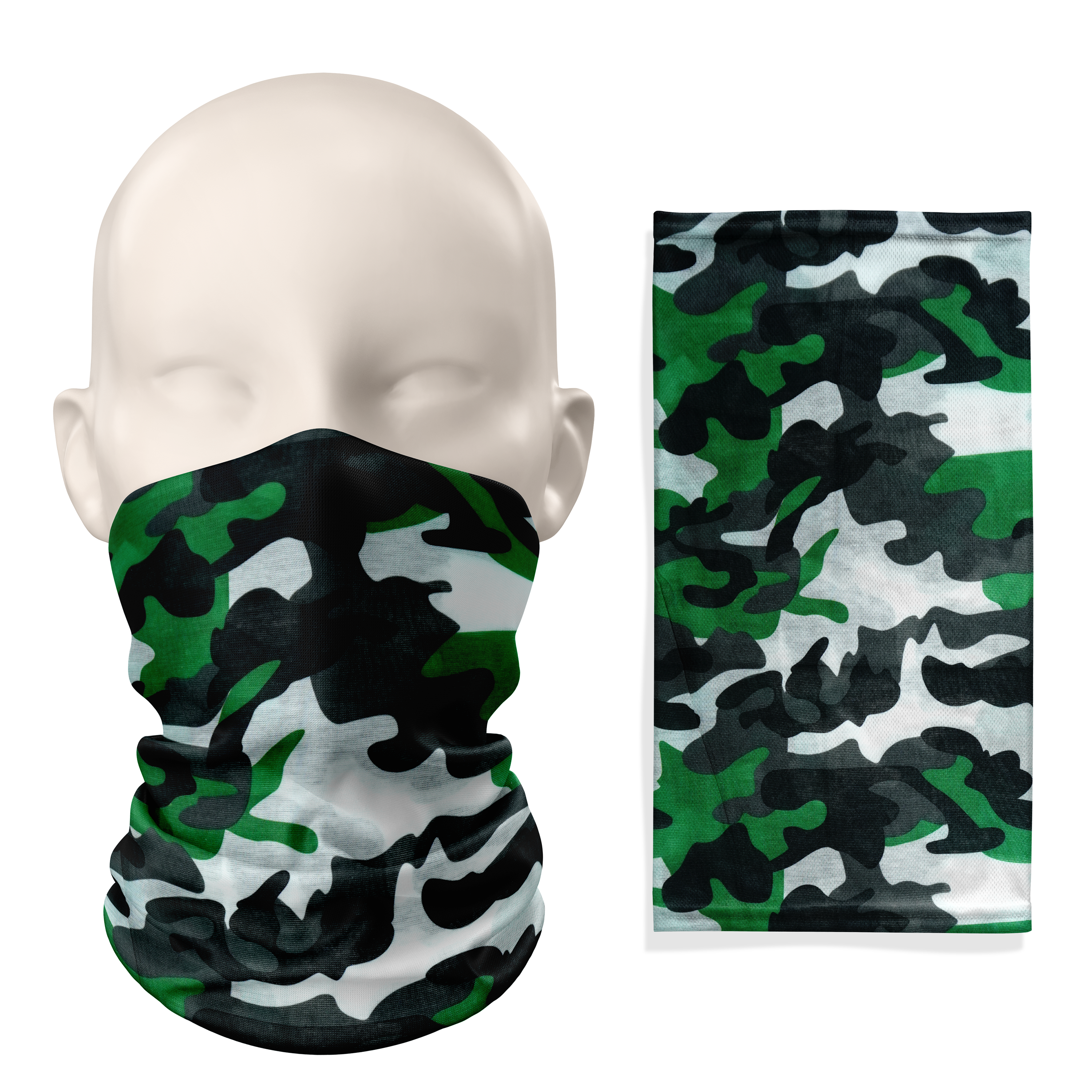 Tactical Camo Green Camouflage Snood – Breathable Mask Neck Gaiter Face Covering