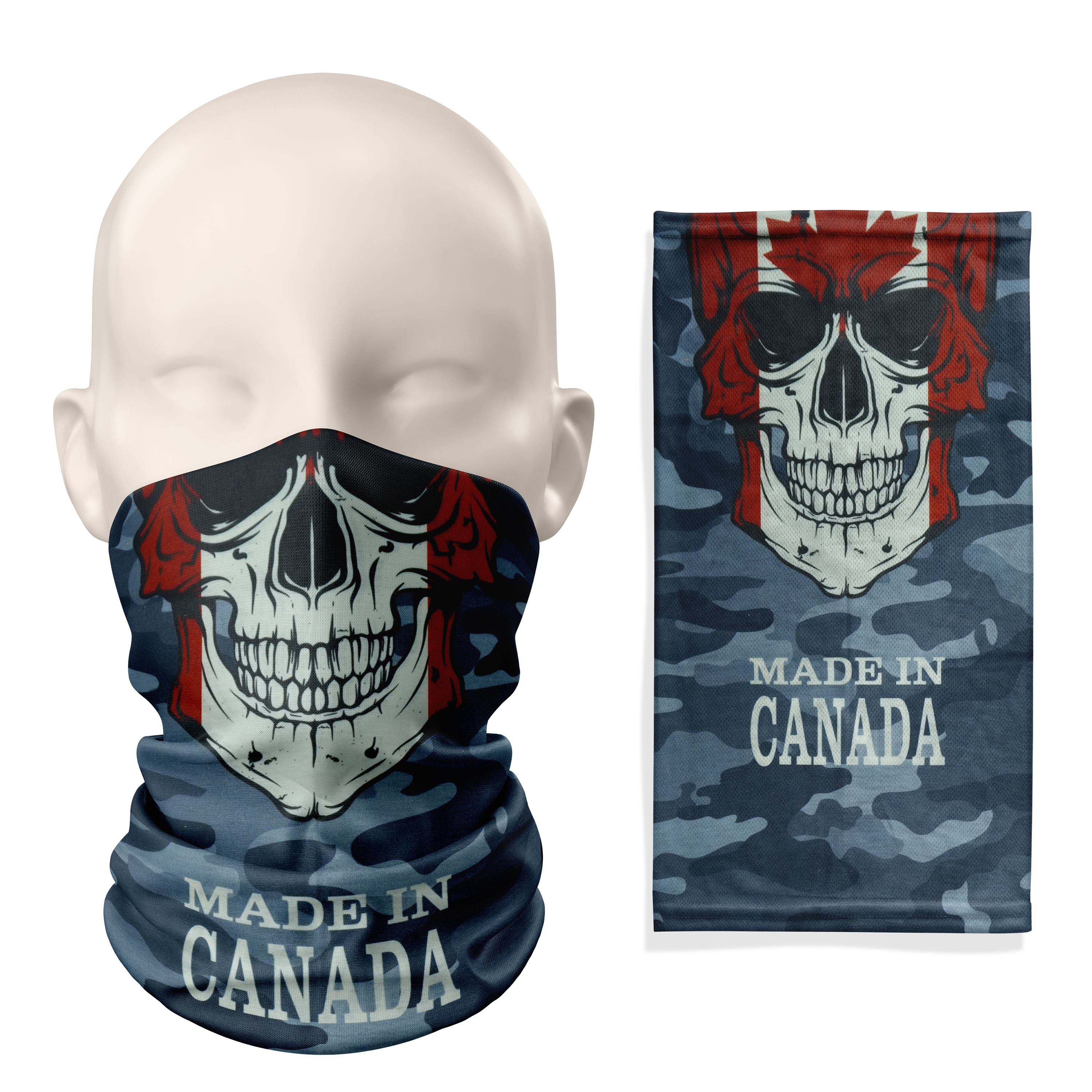 Made In Canada Skull Flag Snood – Breathable Mask Neck Gaiter Face Covering
