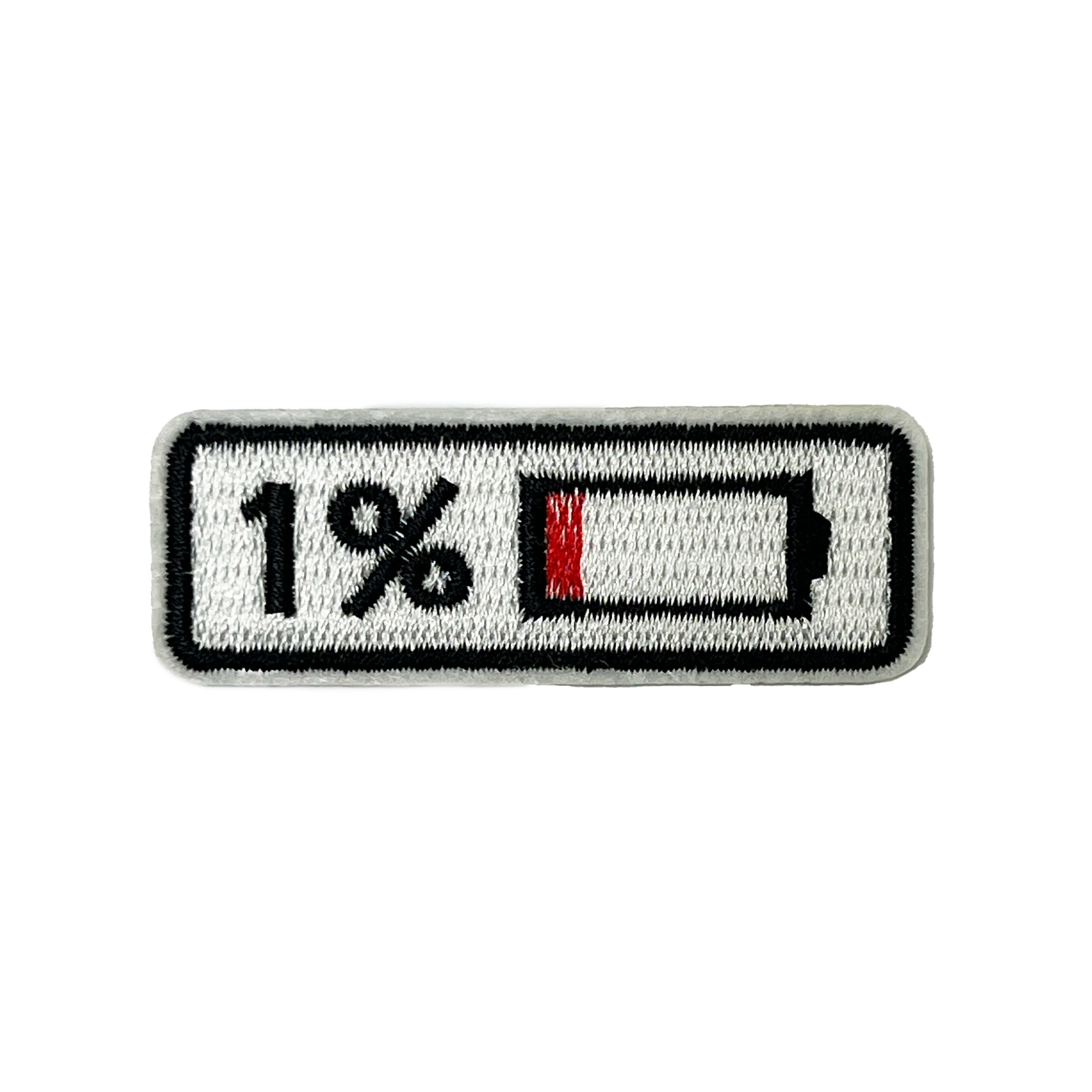 1% Battery Embroidery Patch (2 x 6cm)