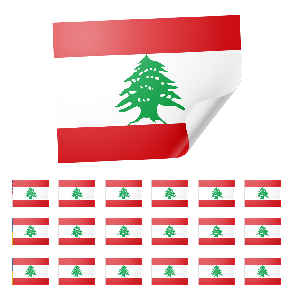 20 X Lebanon Flag Stickers