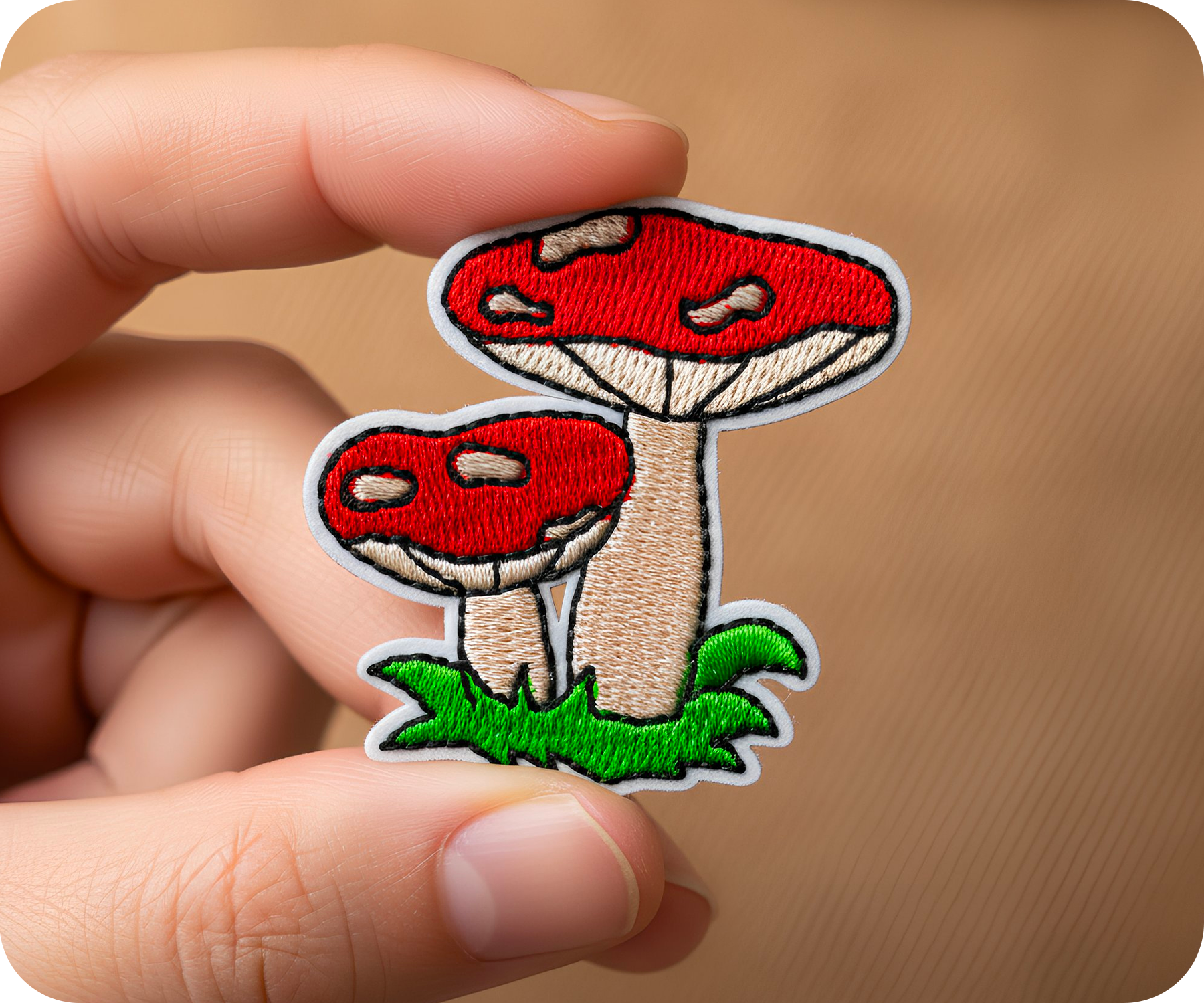 Two Red Mushrooms Toadstools Shroom Iron On Patch (5 x 5cm)
