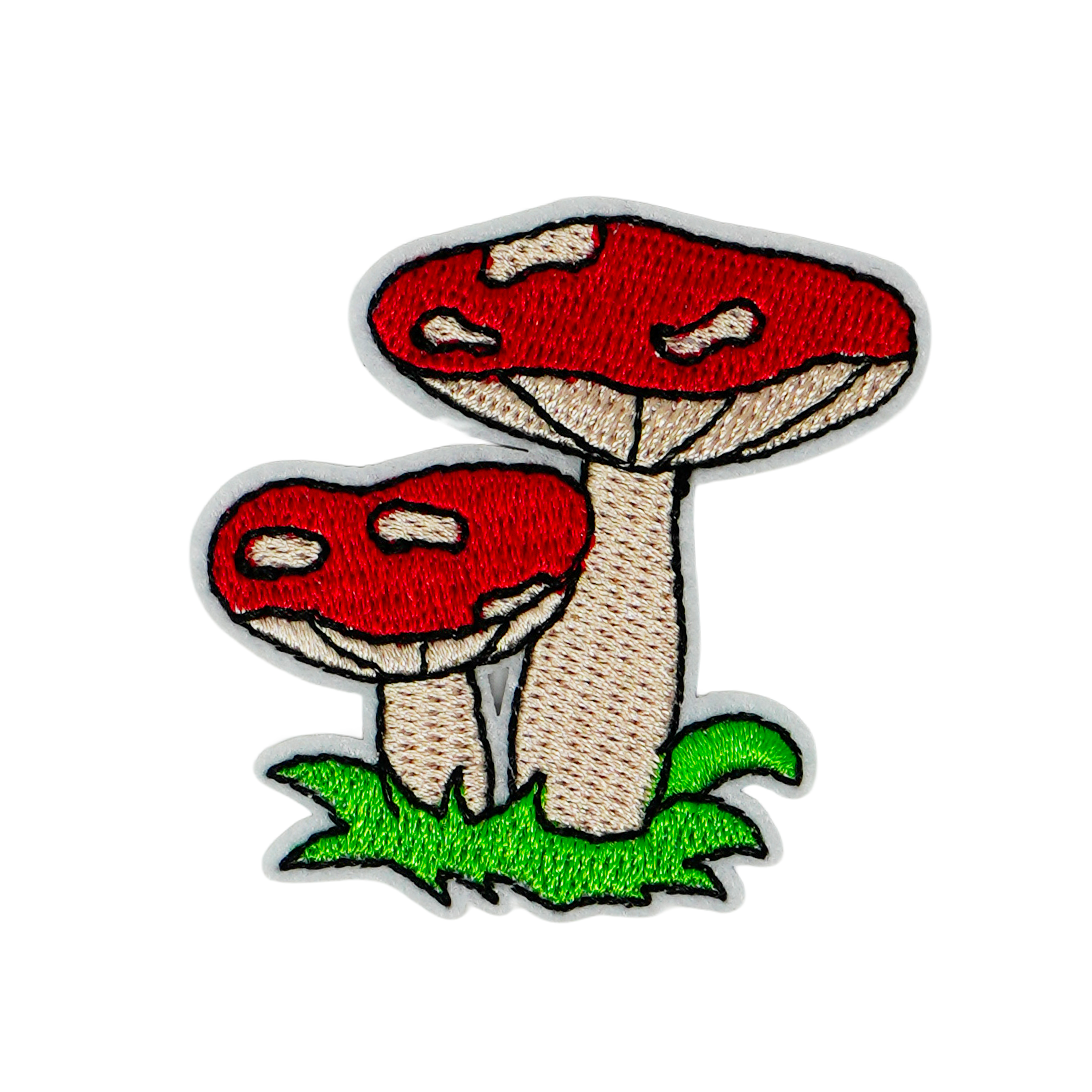 Two Red Mushrooms Toadstools Shroom Iron On Patch (5 x 5cm)