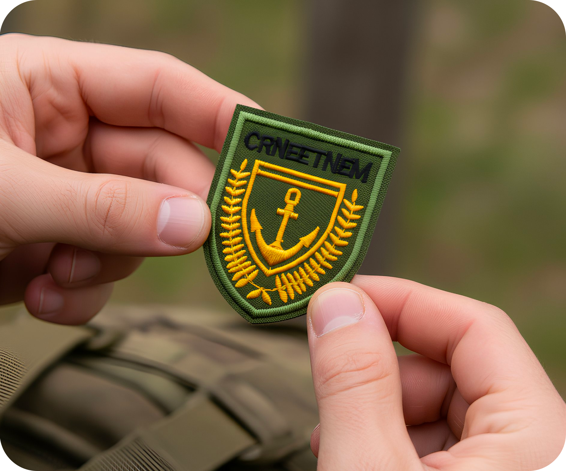 Maritime Command Anchor Oak leaf Shield Iron On Patch (6.5 x 5.5cm)