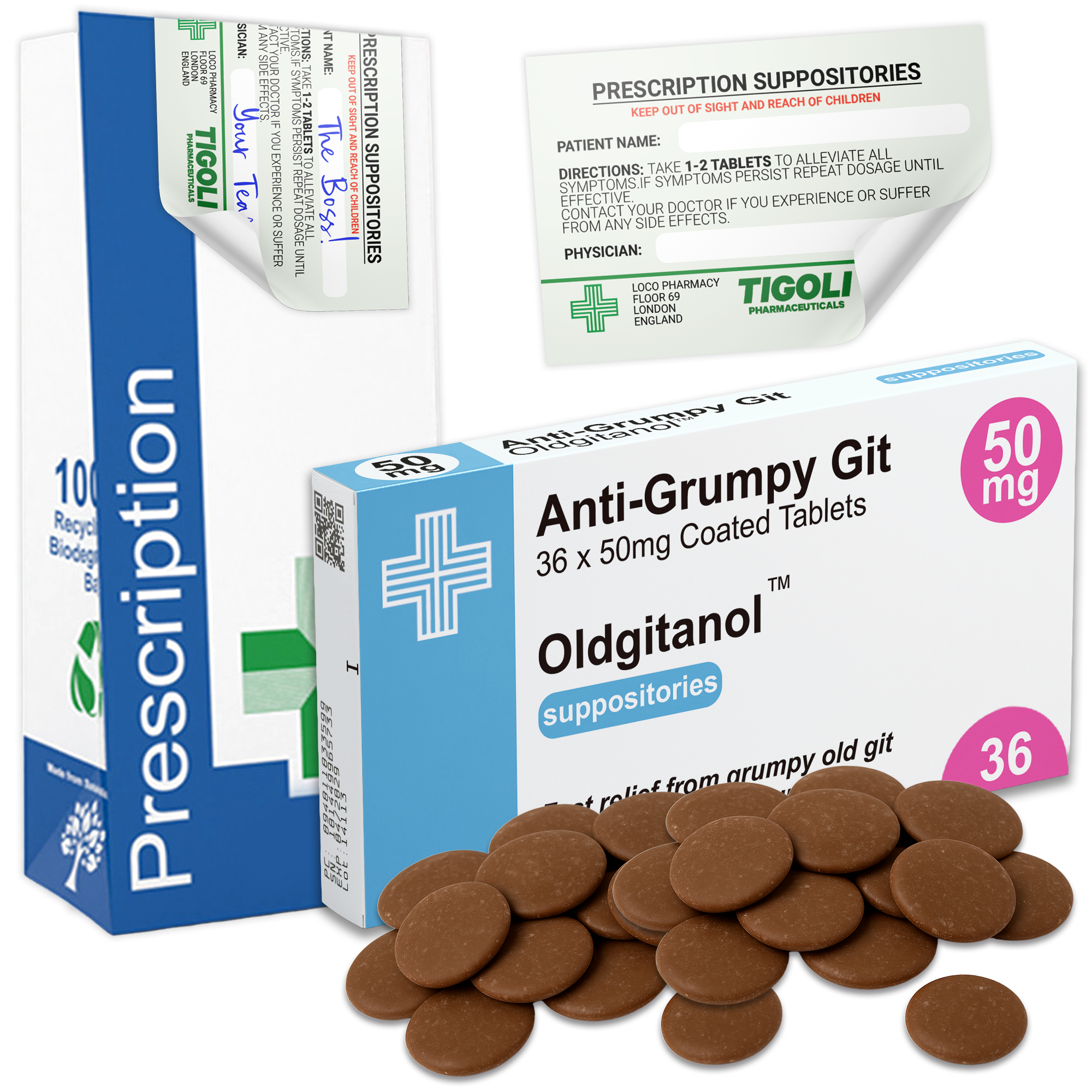 Caramelos de broma con receta médica anti-coños, 36 g | Veganos y vegetarianos