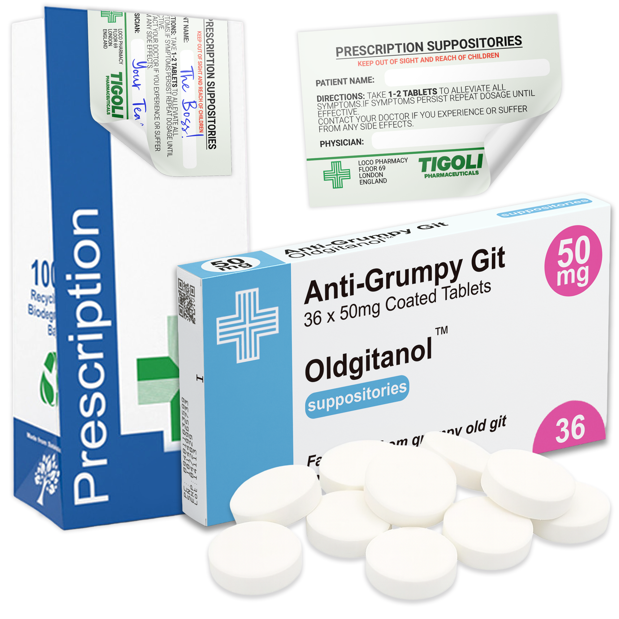 Caramelos de broma con receta médica anti-coños, 36 g | Veganos y vegetarianos