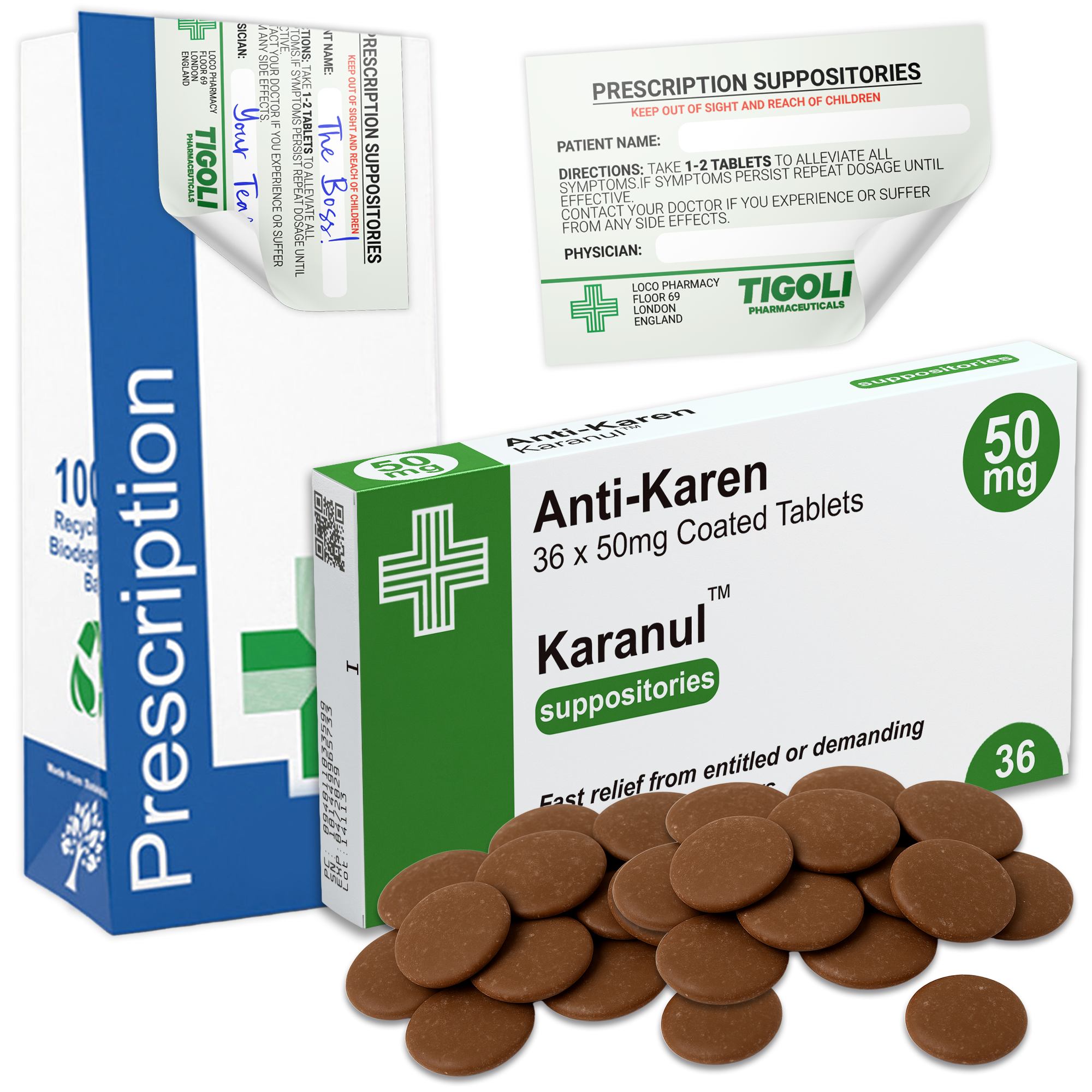 Caramelos de broma con receta médica anti-coños, 36 g | Veganos y vegetarianos