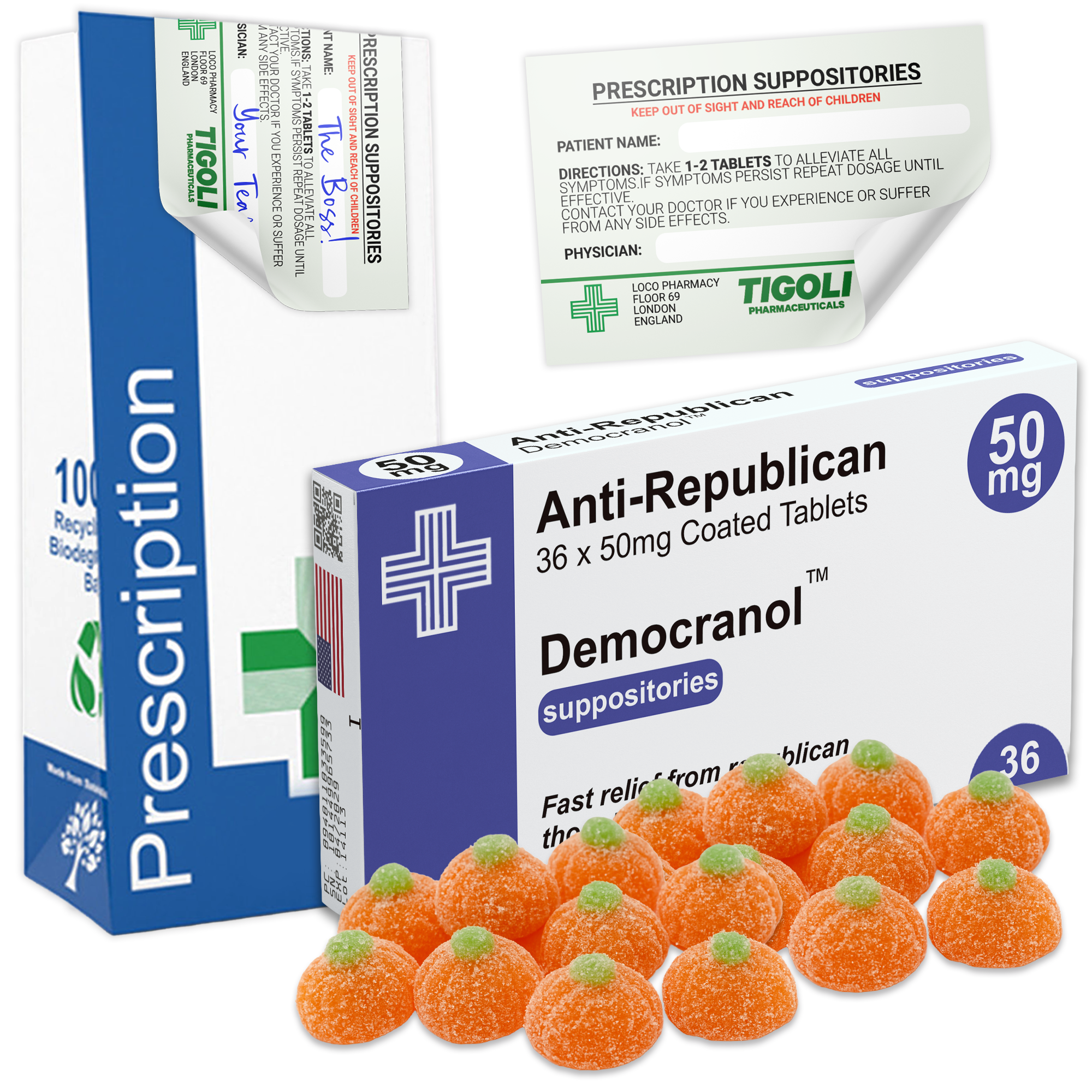 Caramelos de broma con receta médica anti-coños, 36 g | Veganos y vegetarianos