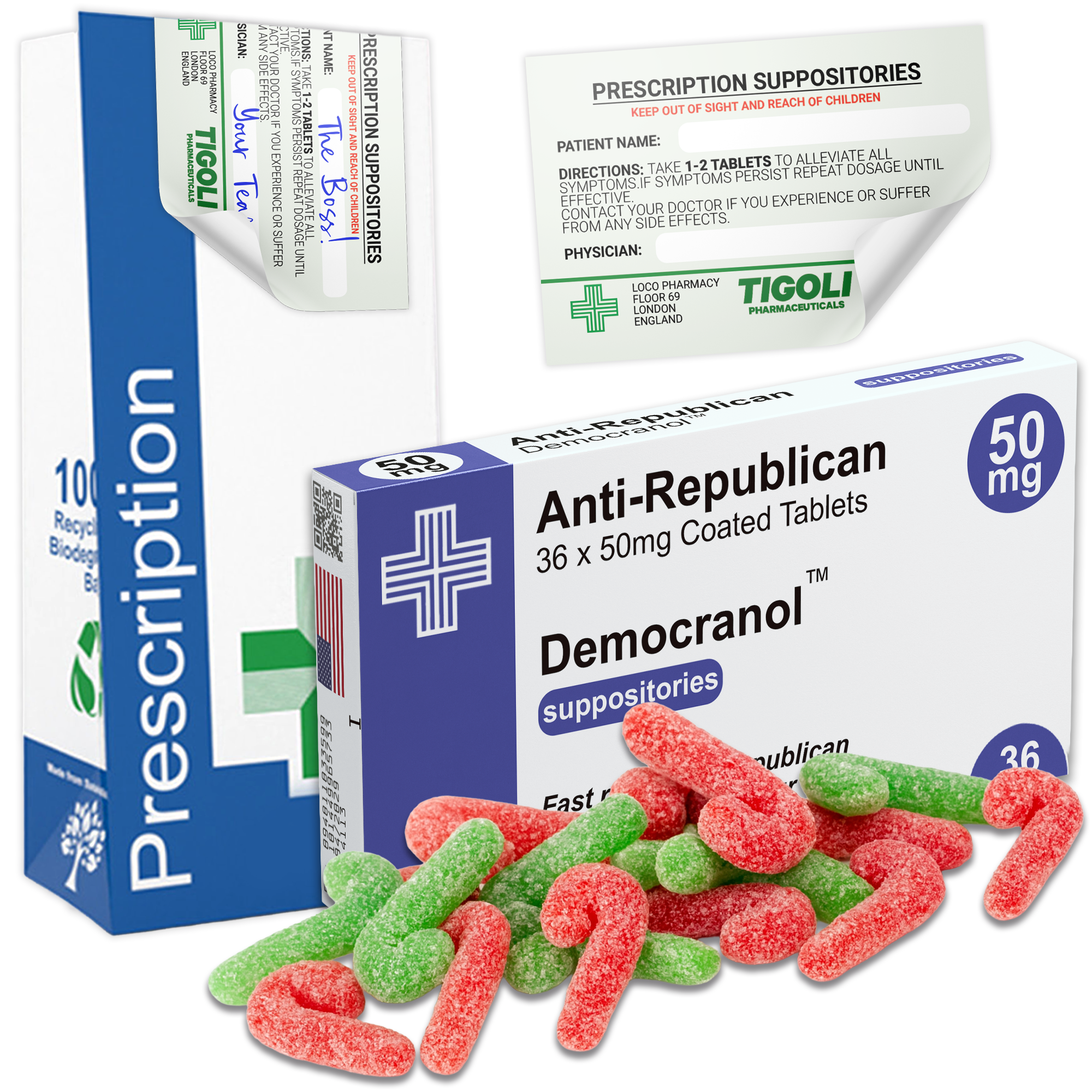 Caramelos de broma con receta médica anti-coños, 36 g | Veganos y vegetarianos