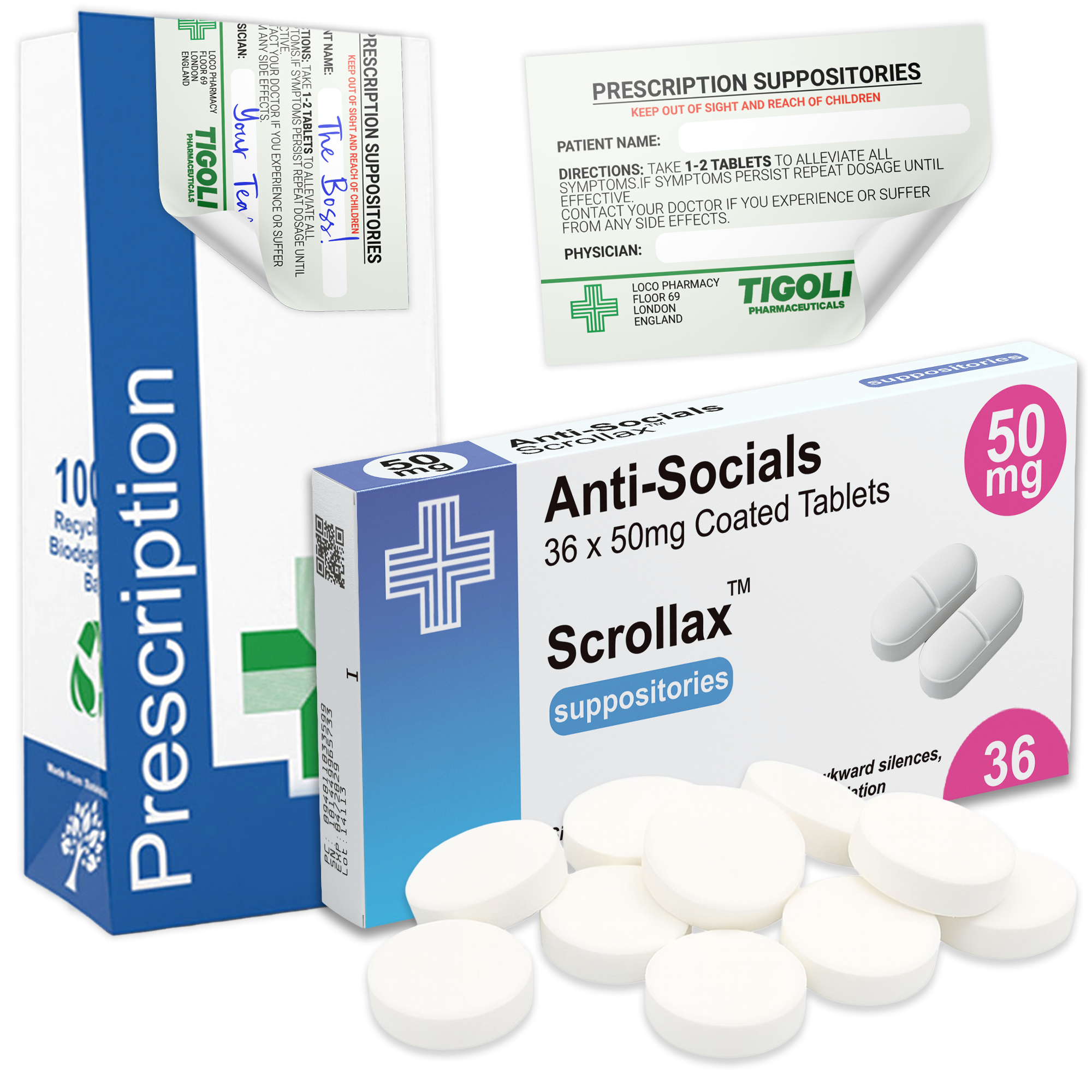 Caramelos de broma con receta médica anti-coños, 36 g | Veganos y vegetarianos