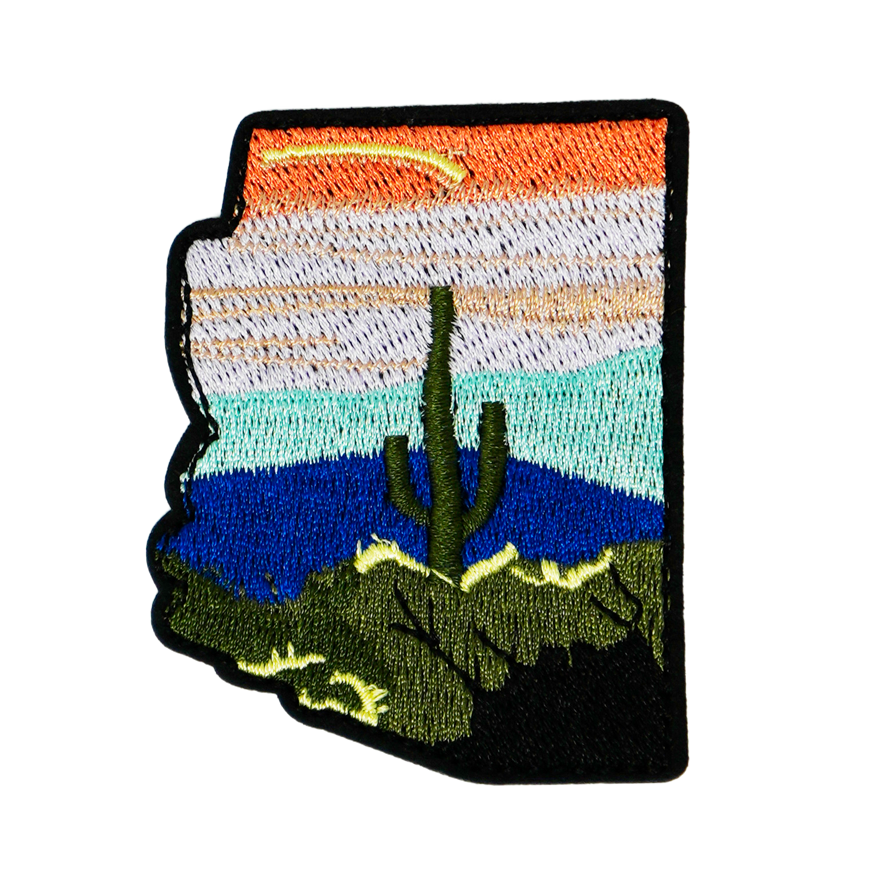 Arizona State Shape & Cactus Desert Iron On Patch (7 x 5.3cm)