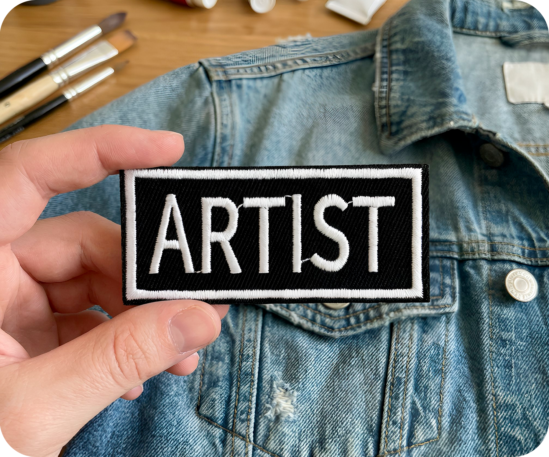 Artist Black Iron On Patch (7.5 x 3cm)