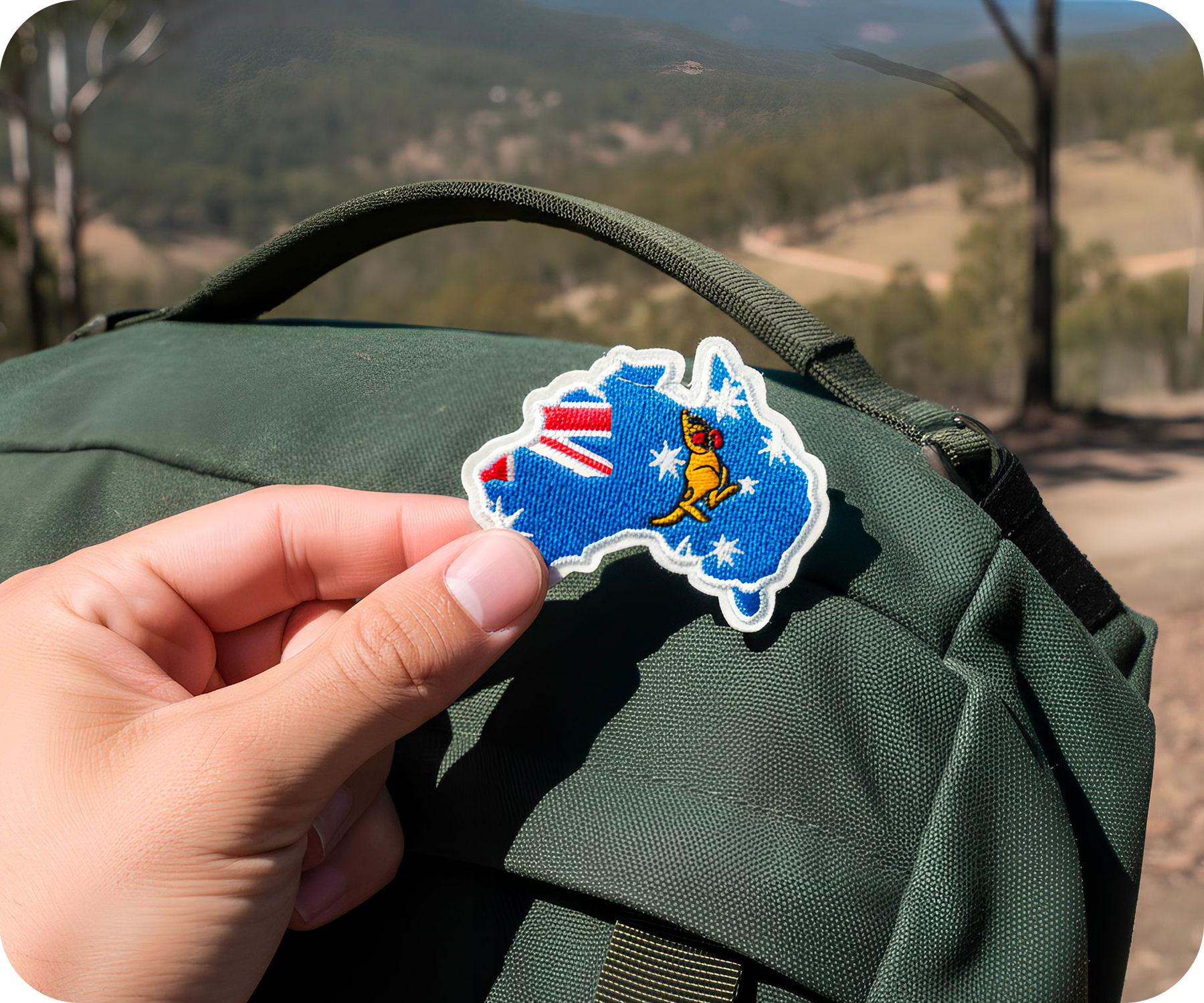Australia Country Shape Flag Kangaroo Iron On Patch (7 x 6cm)
