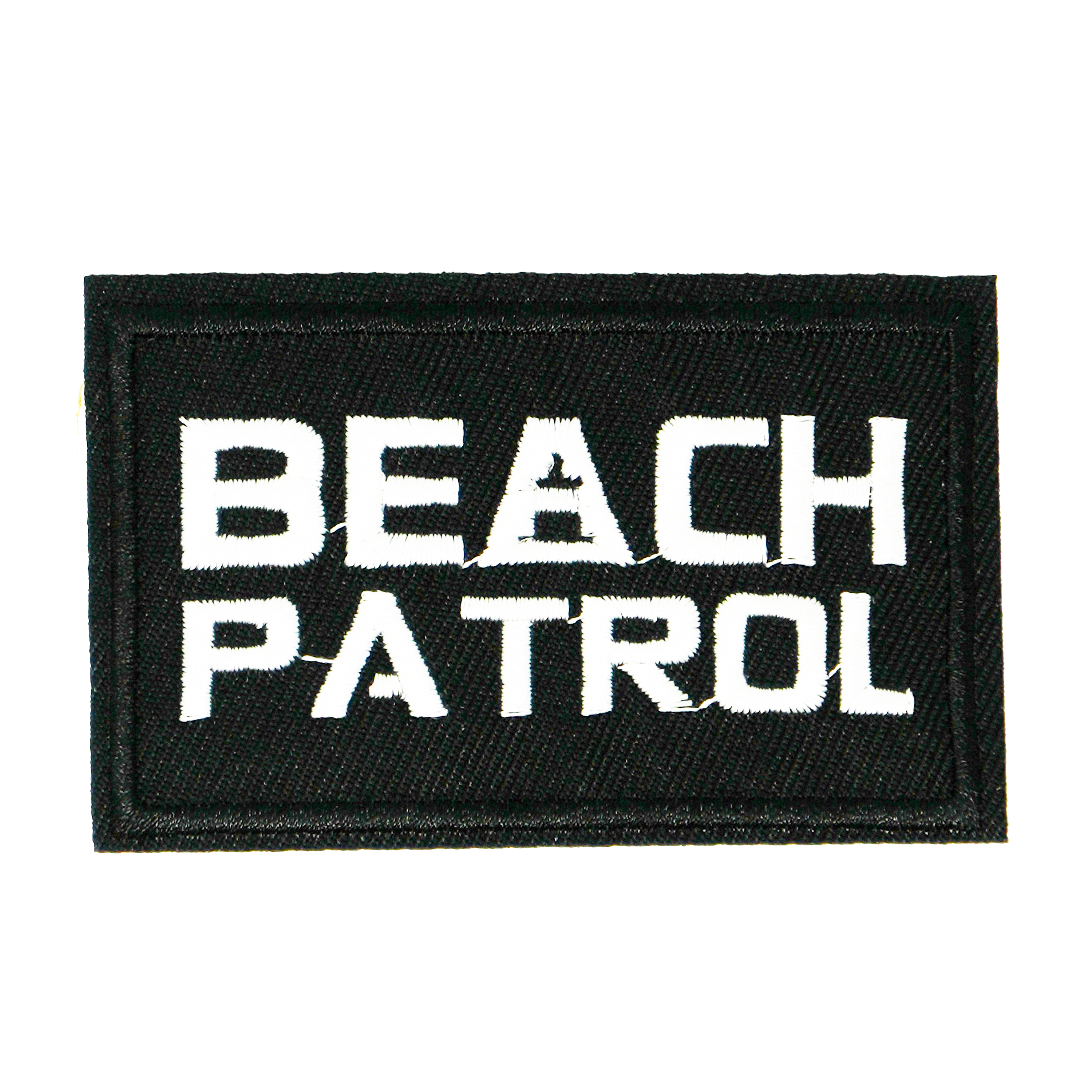 Beach Patrol Black Lifeguard Buoy Iron On Patch (7.8 x 5cm)