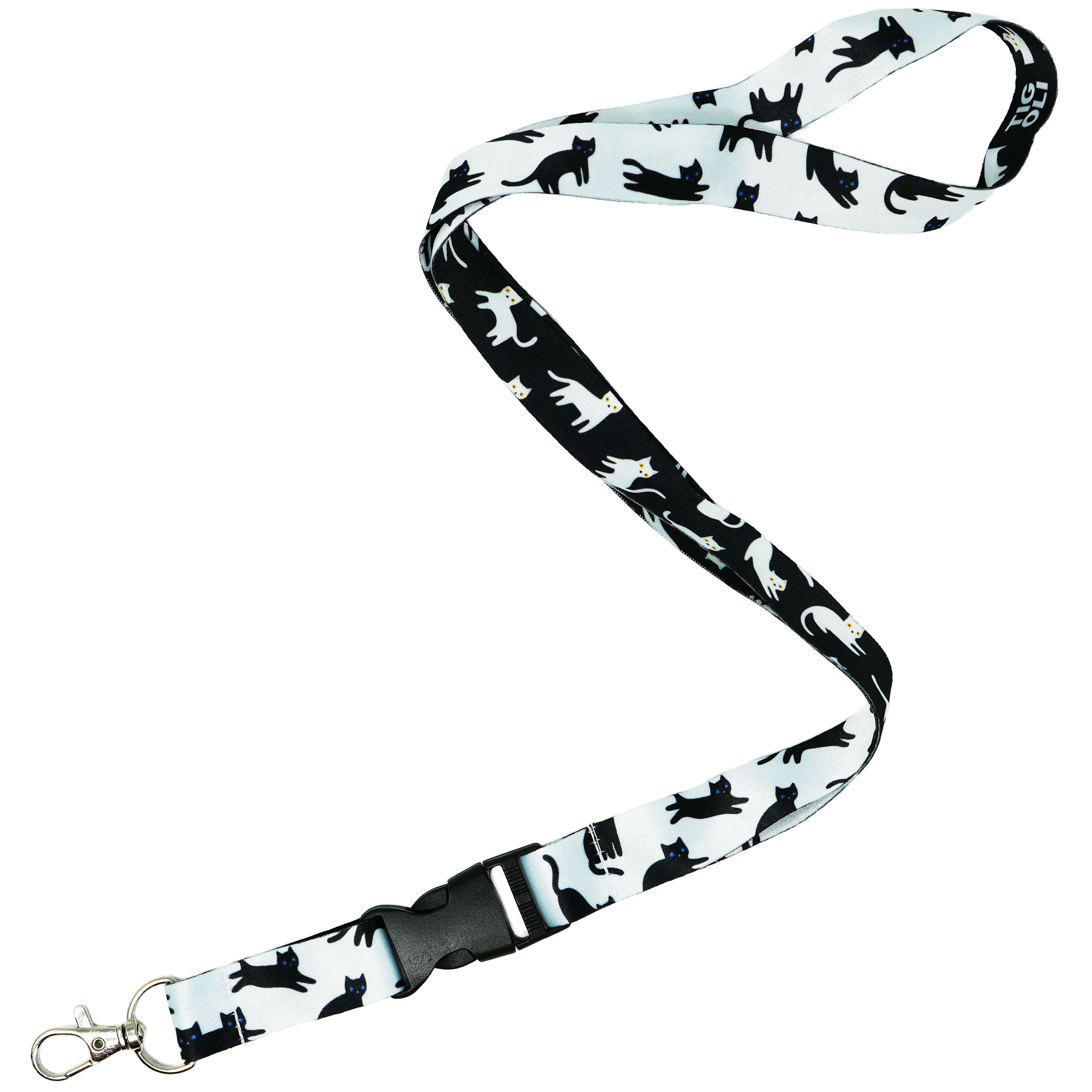 Black & White Cats Lanyard – Cute Cat Silhouette Double-Sided Neck Strap