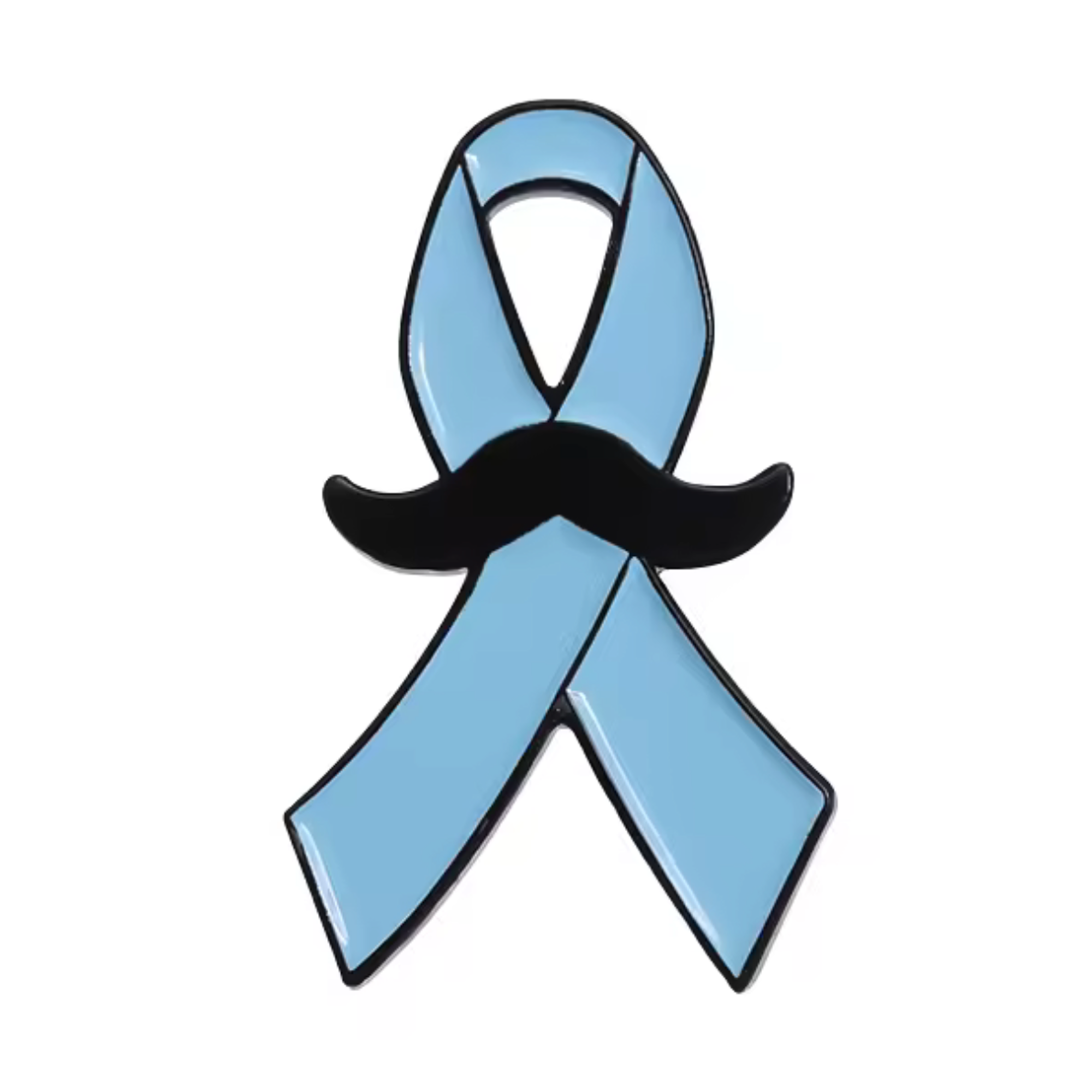 Blue Ribbon Moustache Pin Badge