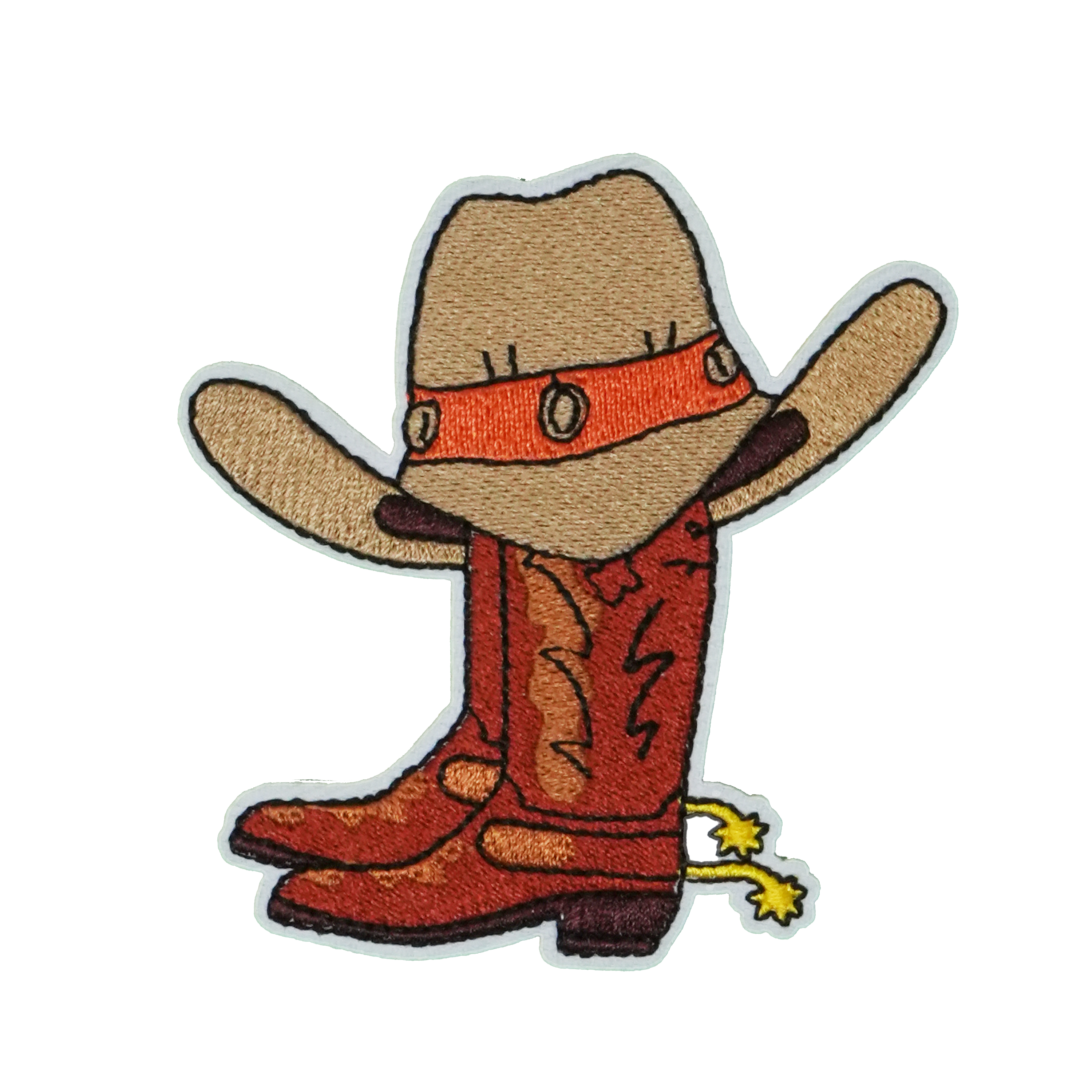 Cowboy Boots & Hat Wild West Patch Iron On (8 x 8cm)