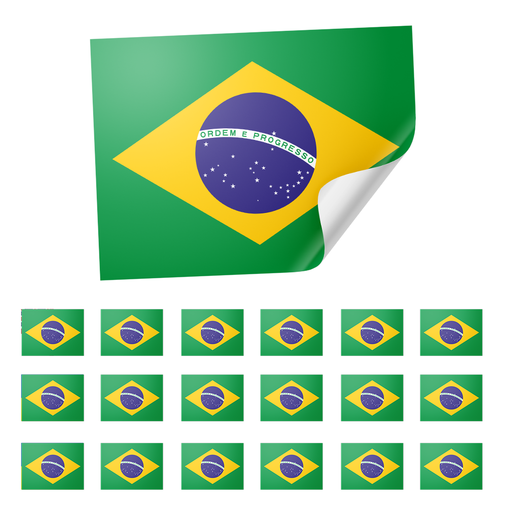 20 X Brazil Flag Stickers