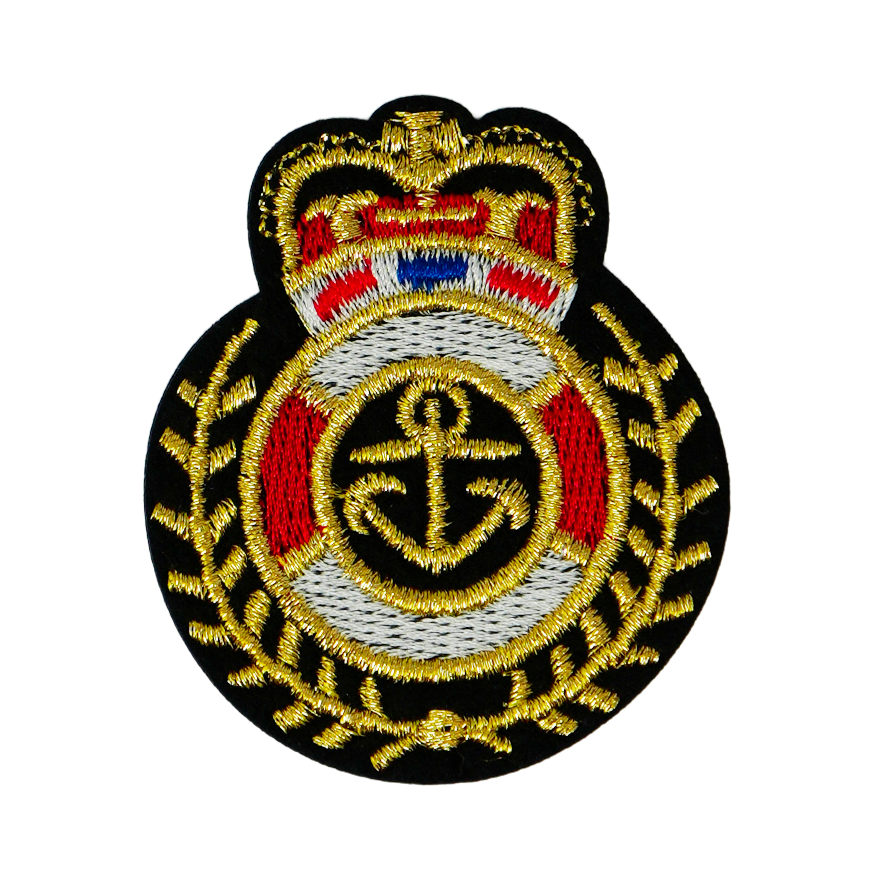 Navy Officer Cap Badge Buoy Crown Iron On Patch (6.5 x 5.5cm)