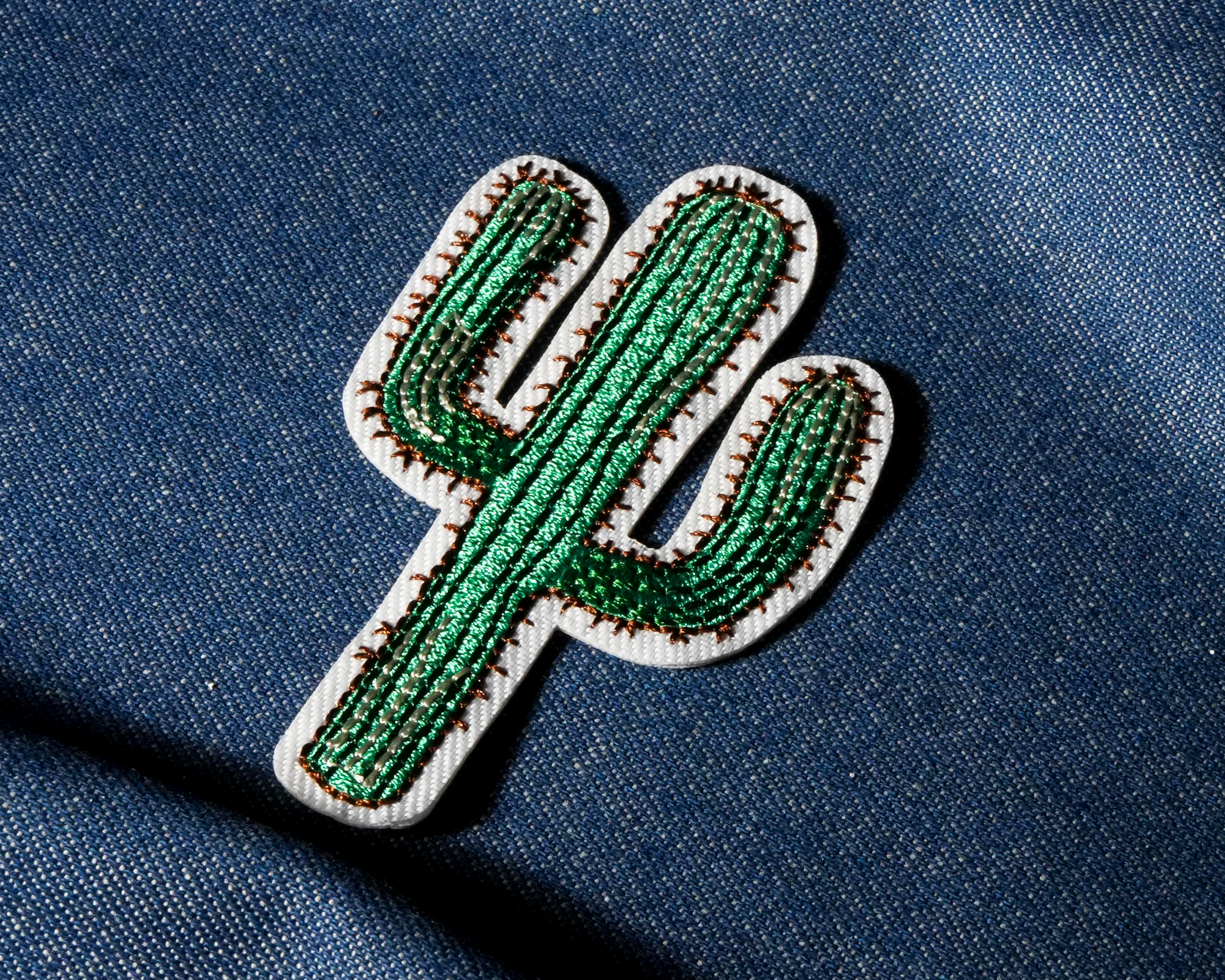 Cactus 2 Arm Wild West Patch Iron On (8 x 5cm)