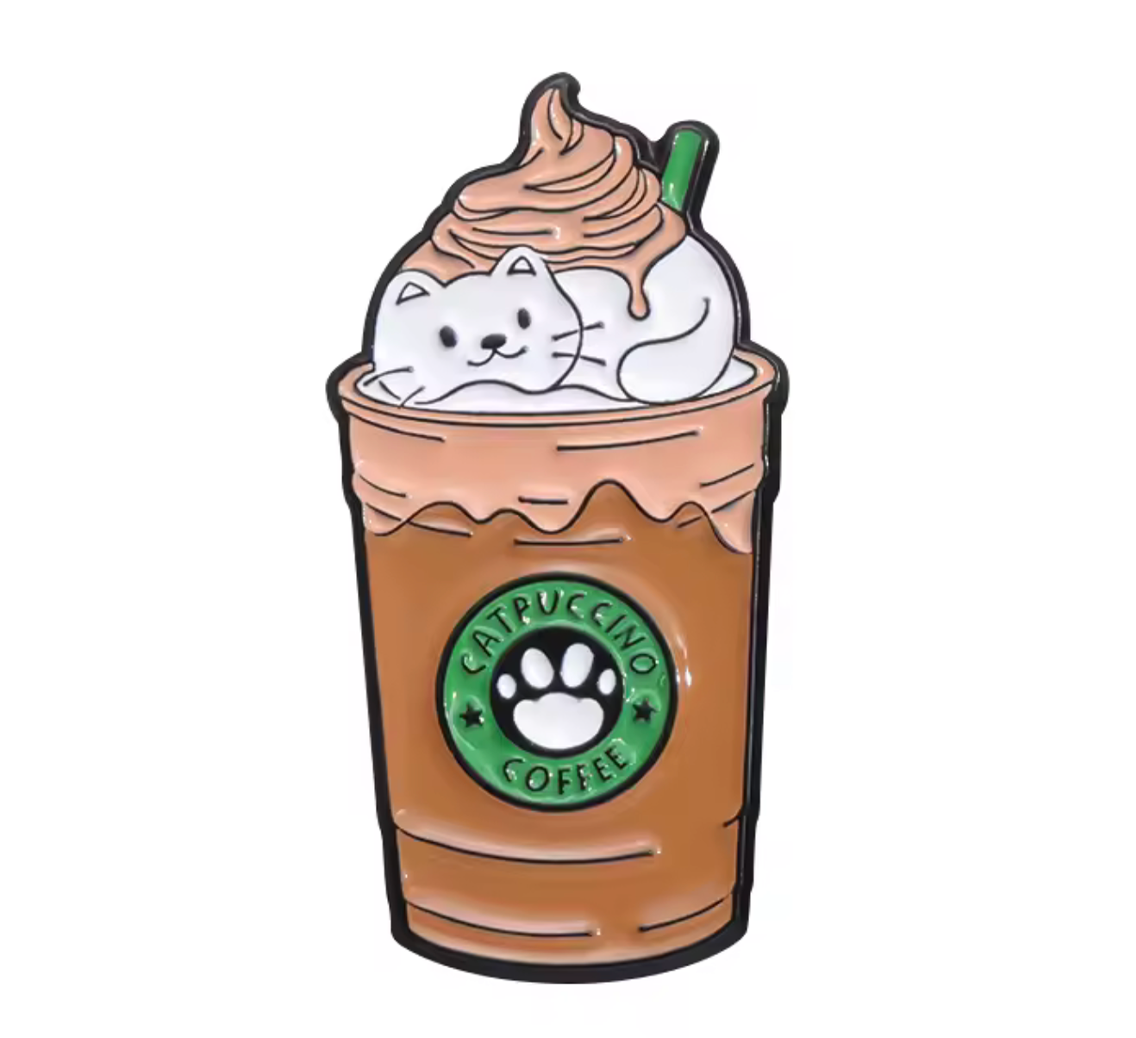Catpuccino Cat Coffee Pin Badge