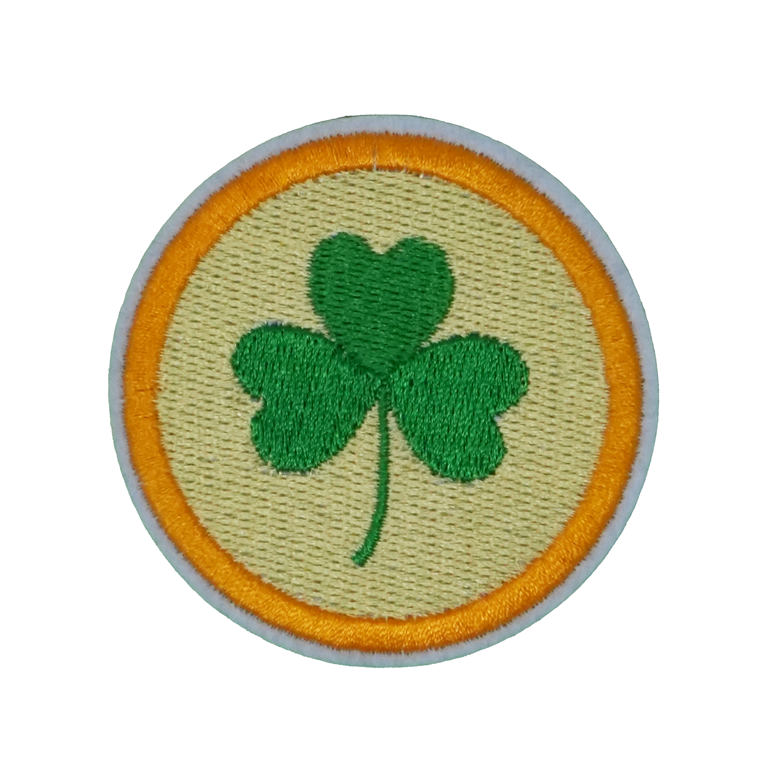 Green Irish Clover On Gold Patch Iron On (6 x 6cm)