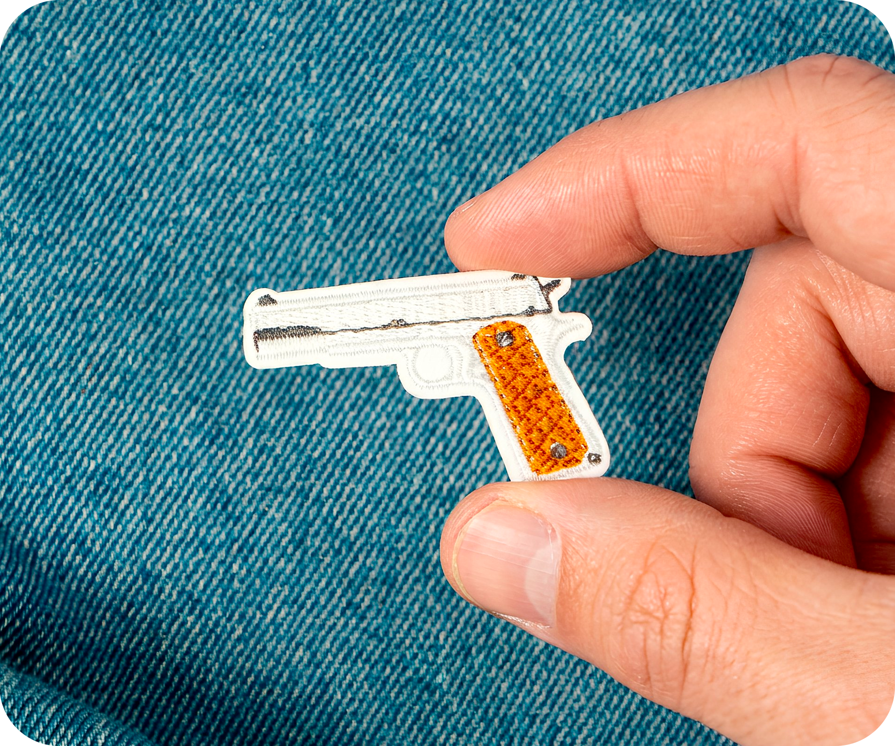 Colt M1911 Pistol Gun Iron On Patch (4.8 x 3.1cm)