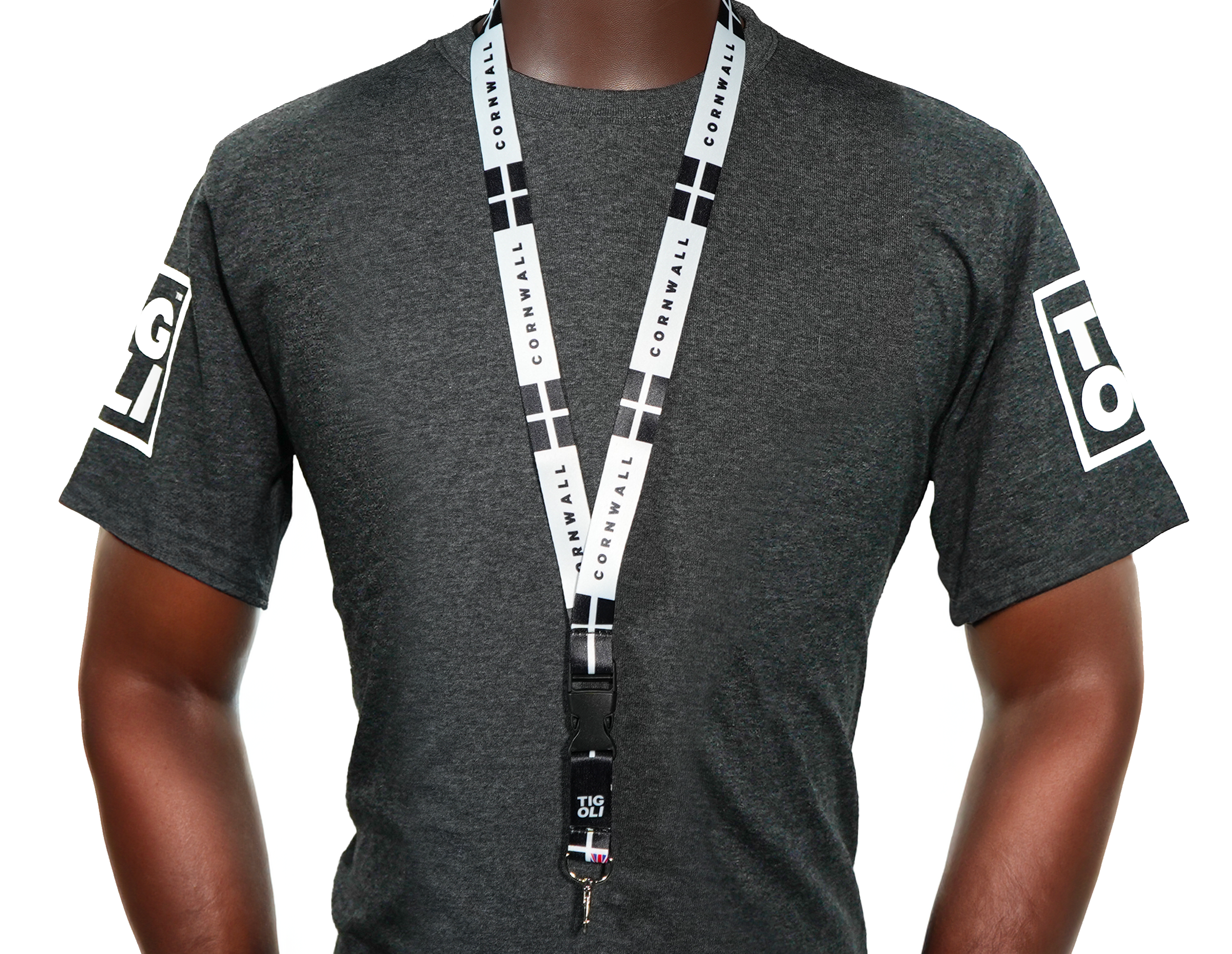 Cornwall Flag Lanyard – St Piran’s Cross Black & White Design with Cornish Flag