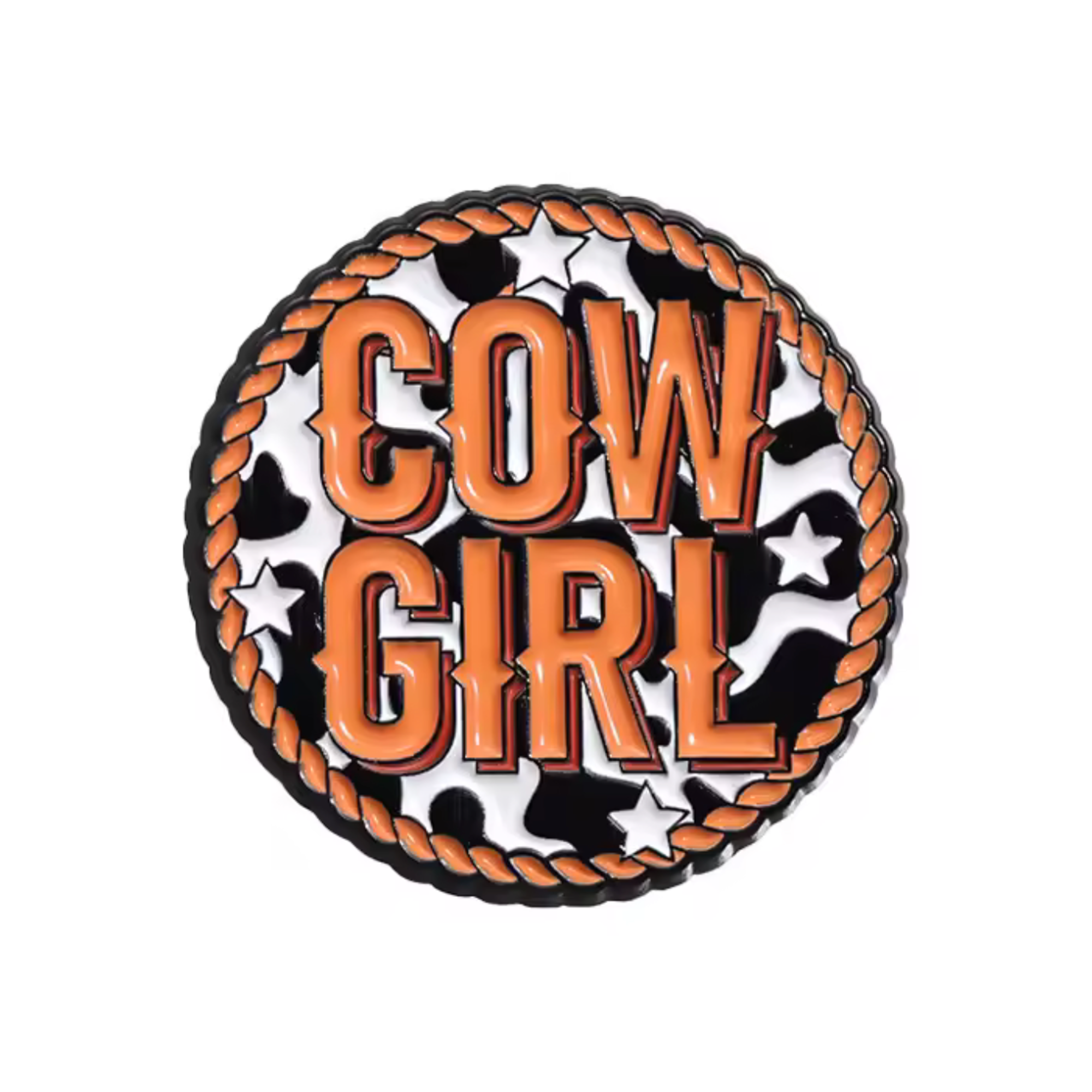Cow Girl Round Pin Badge