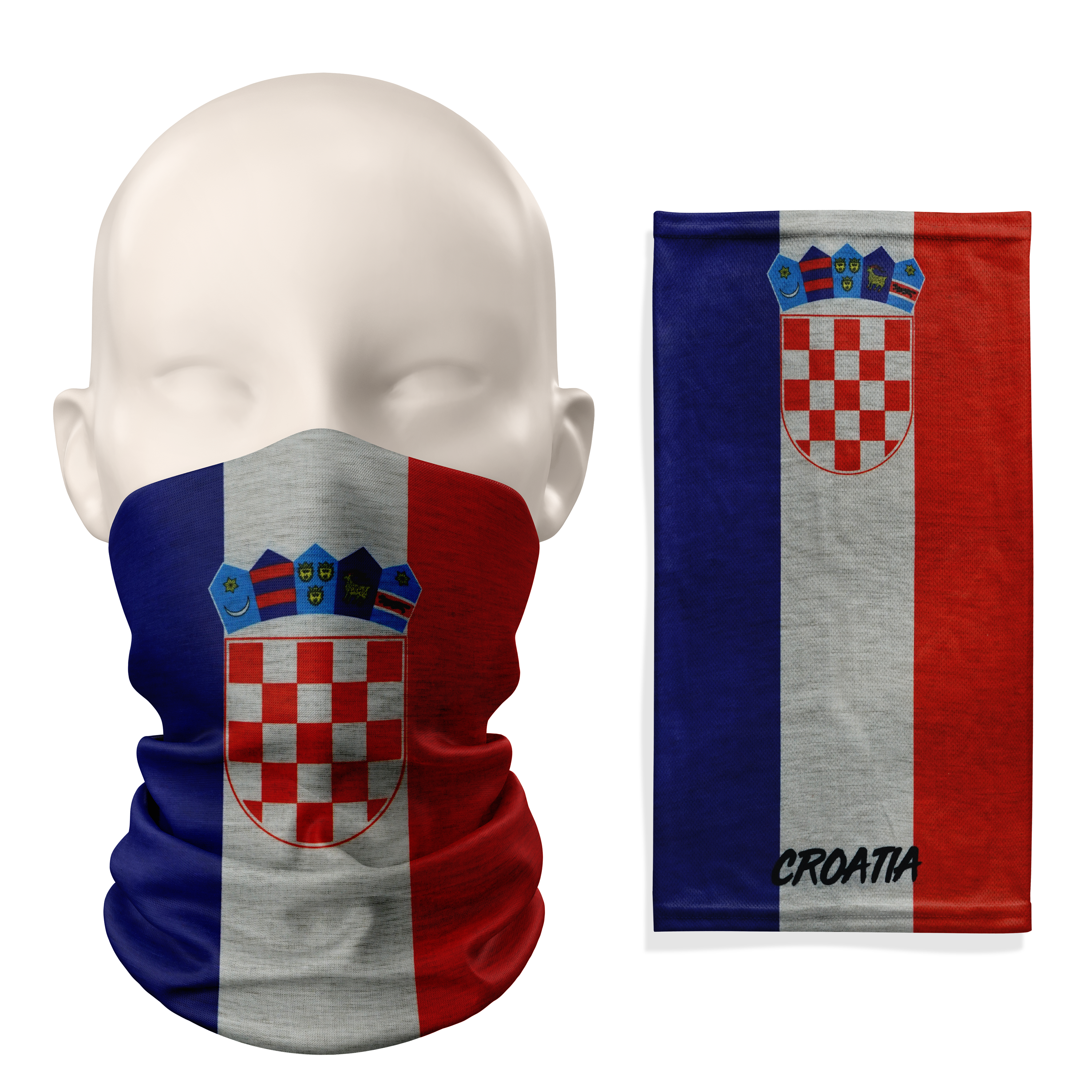 Croatia Flag Šahovnica & National Crest – Breathable Mask Neck Gaiter Face Covering