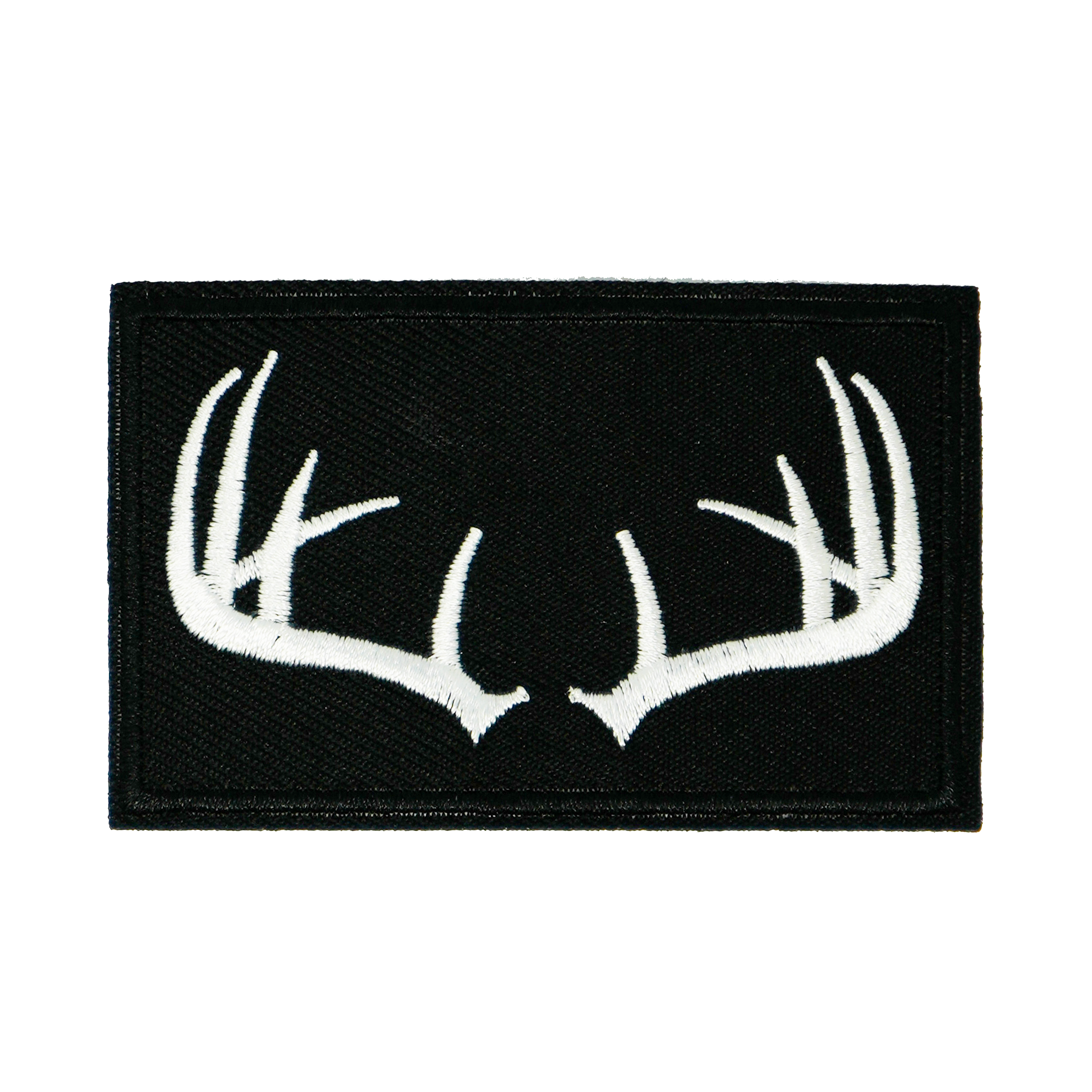 Deer Antlers Hunting Black Iron On Patch (7.8 x 5cm)
