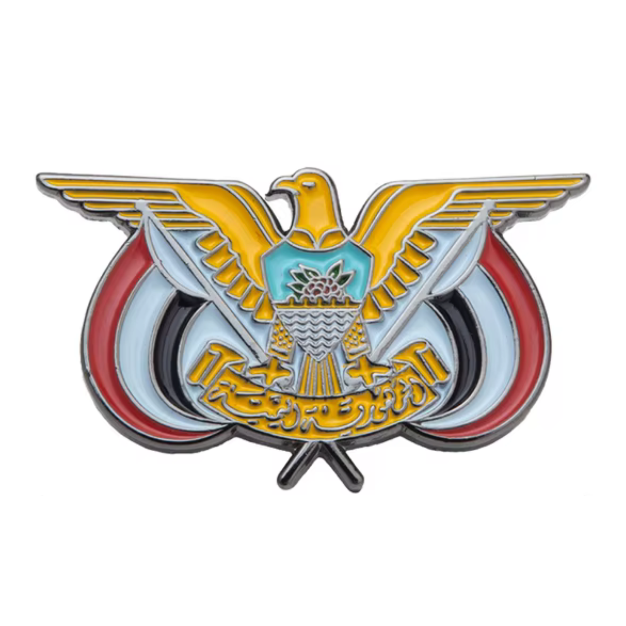 Yemen Eagle Flag Shape Pin Badge