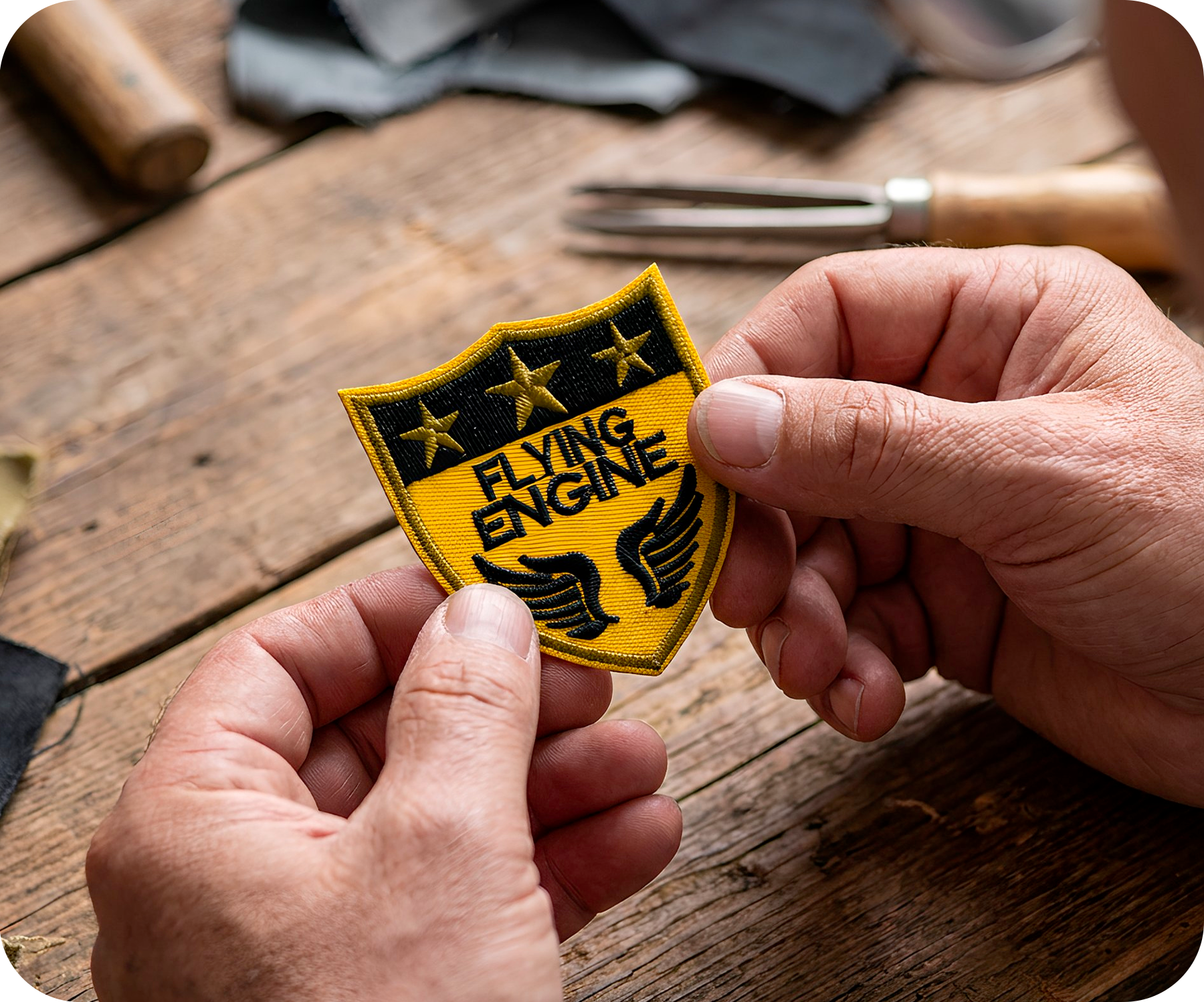 Flying Engine Stars & Sheild Pilot Iron On Patch (5.8 x 6.4cm)