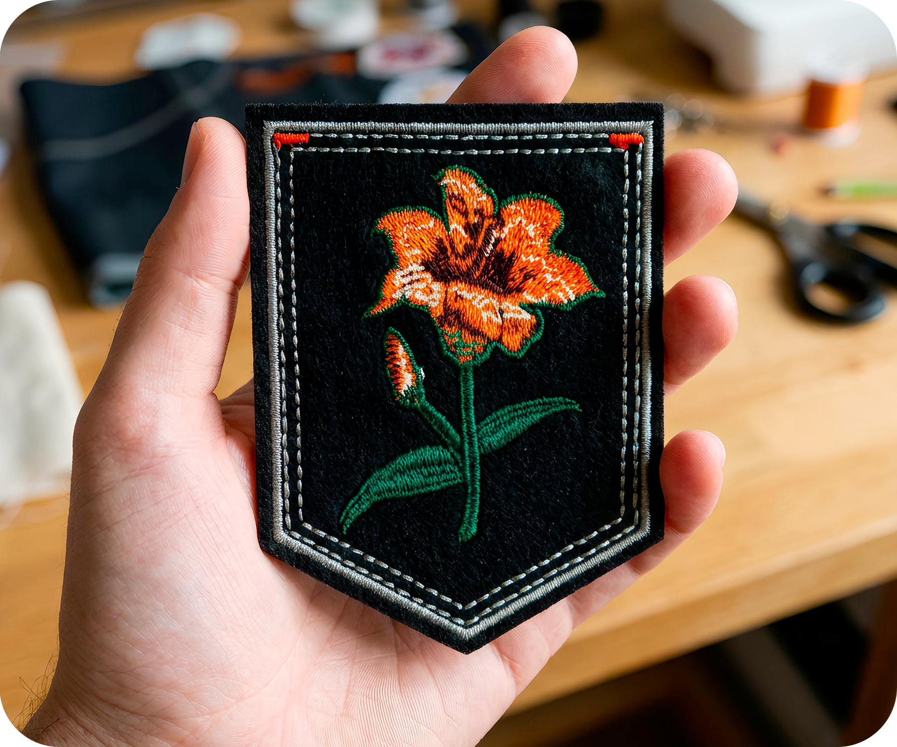 Tiger Lilly Black Shield Iron On Patch (7.6 x 9cm)
