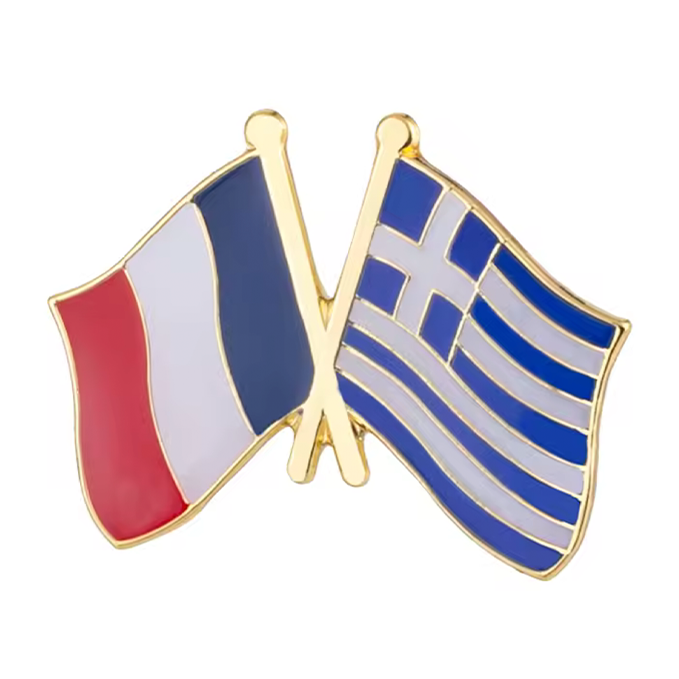 France & Greece Friendship Pin Badge