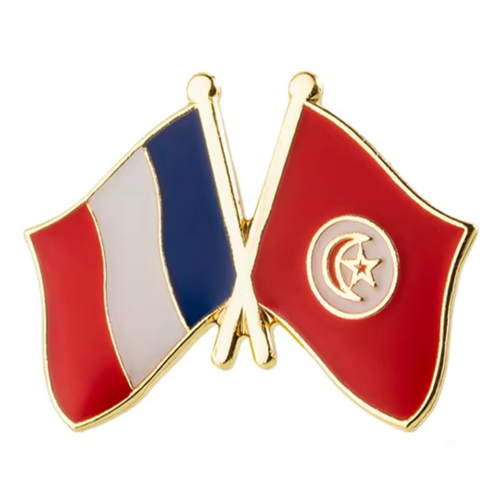 France & Tunisia Friendship Pin Badge