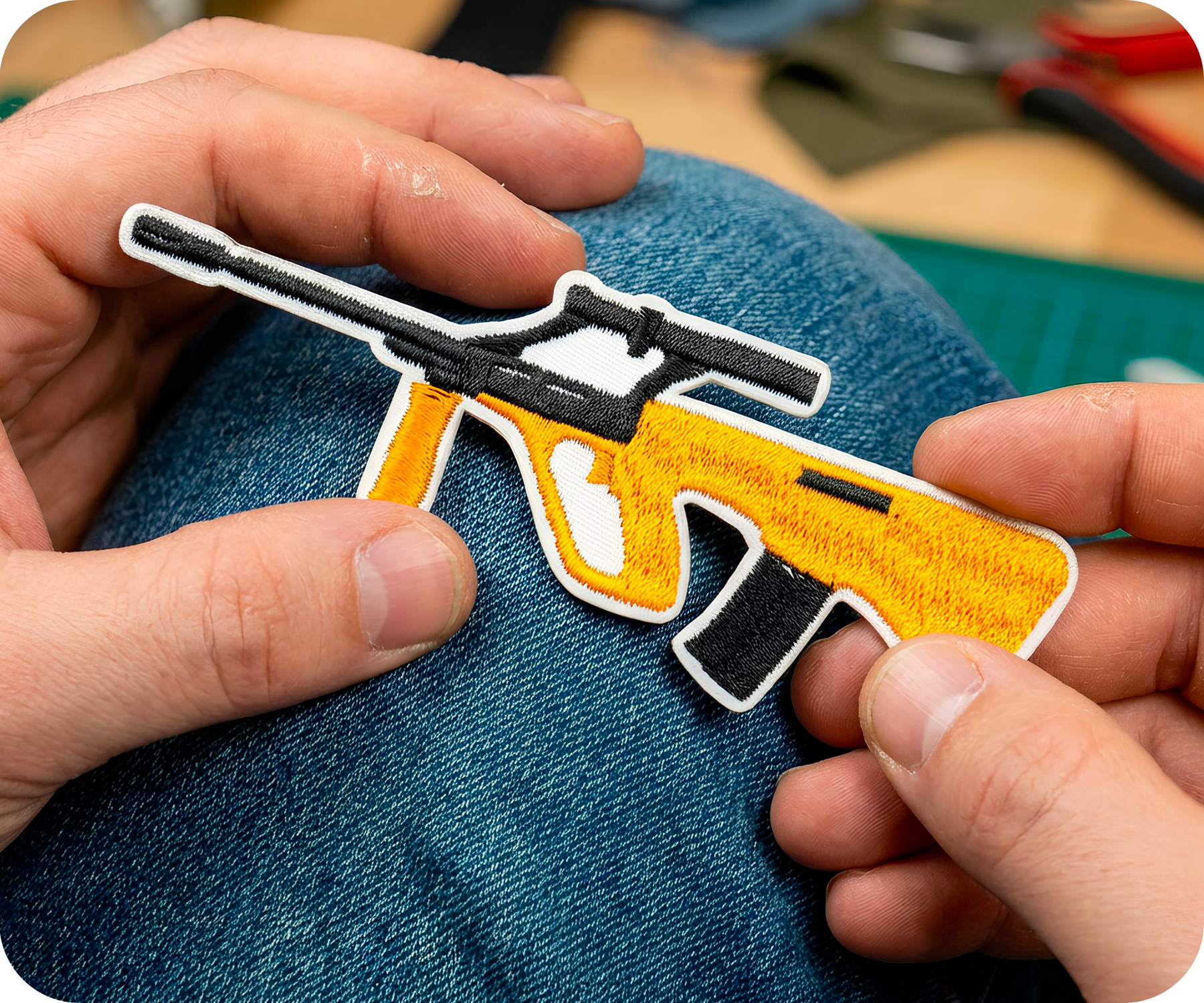 Steyr AUG HBAR Machine Gun Iron On Patch (11 x 3.5cm)