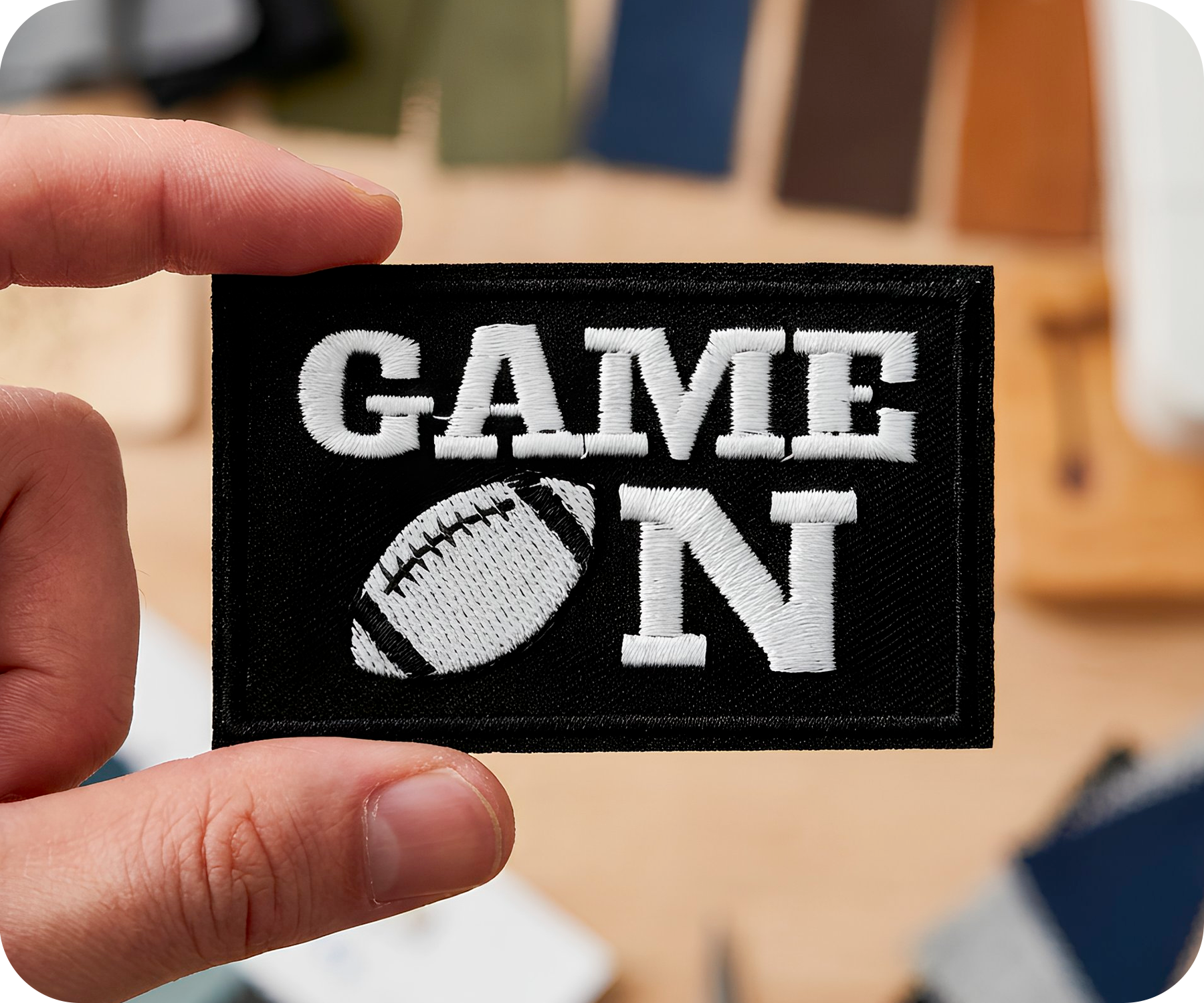 Game On American Football Black Iron On Patch (7.8 x 5cm)