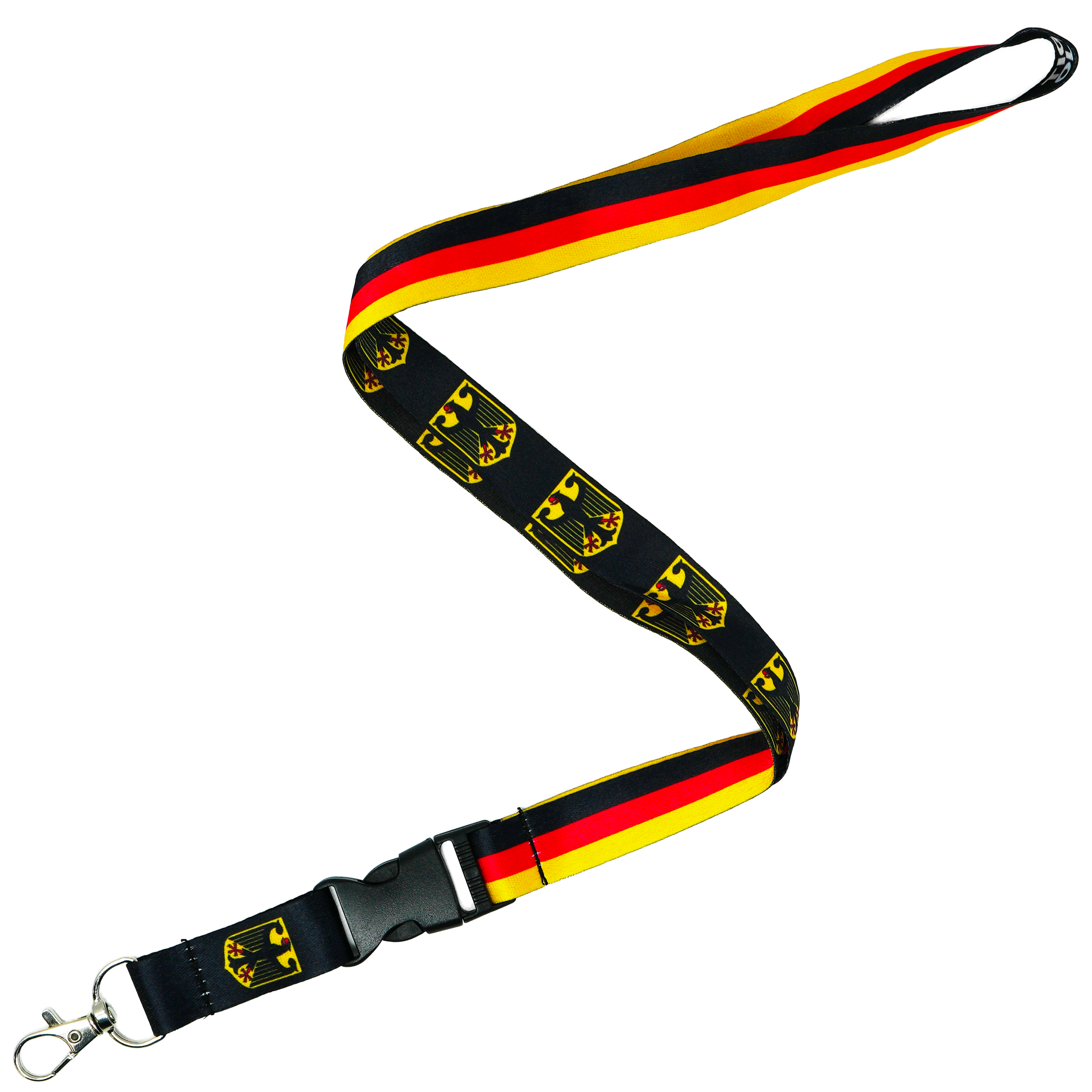 Germany Flag Lanyard – Black, Red & Gold Tricolour with Bundesadler Eagle Emblem