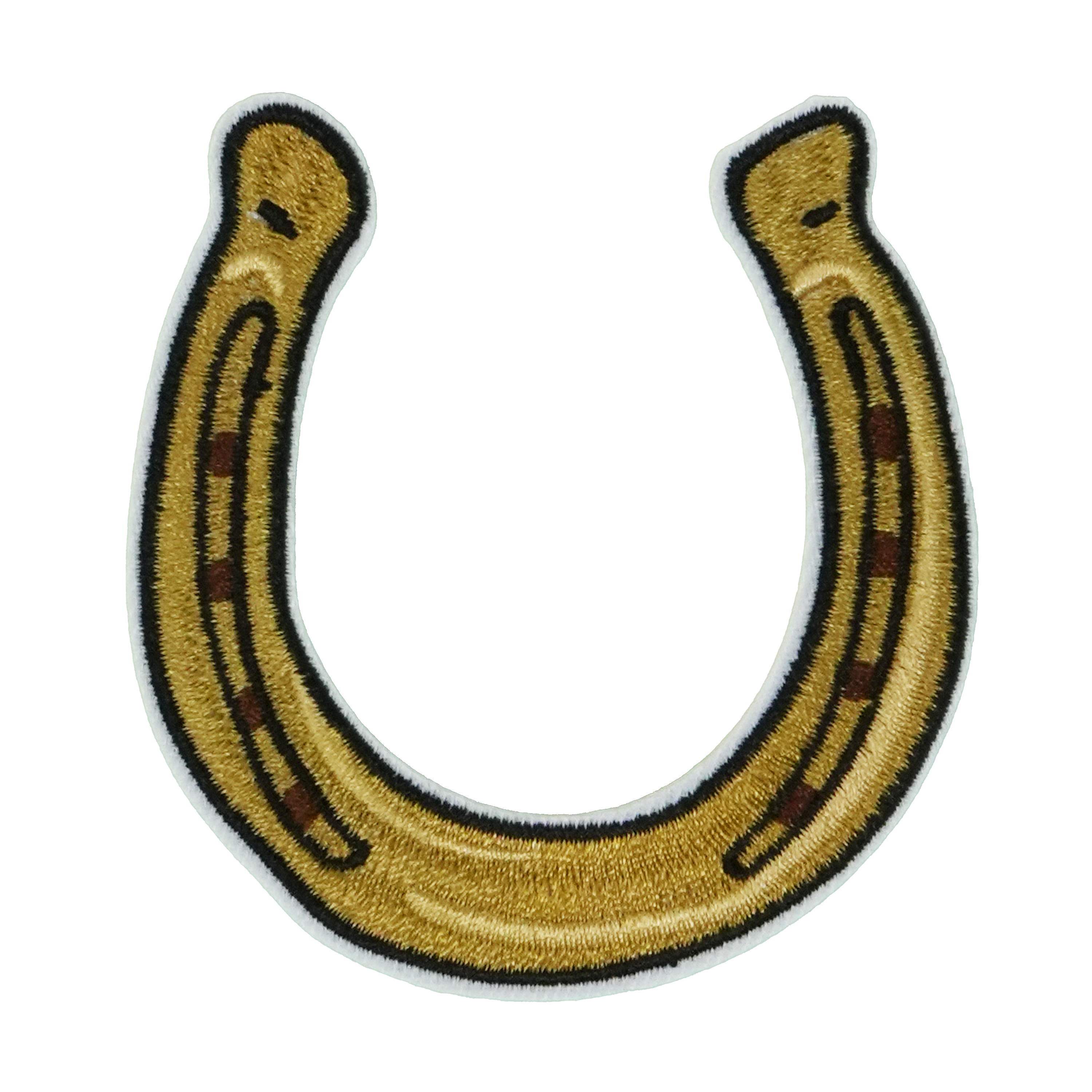Gold Horse Shoe Patch Iron On (7 x 8cm)