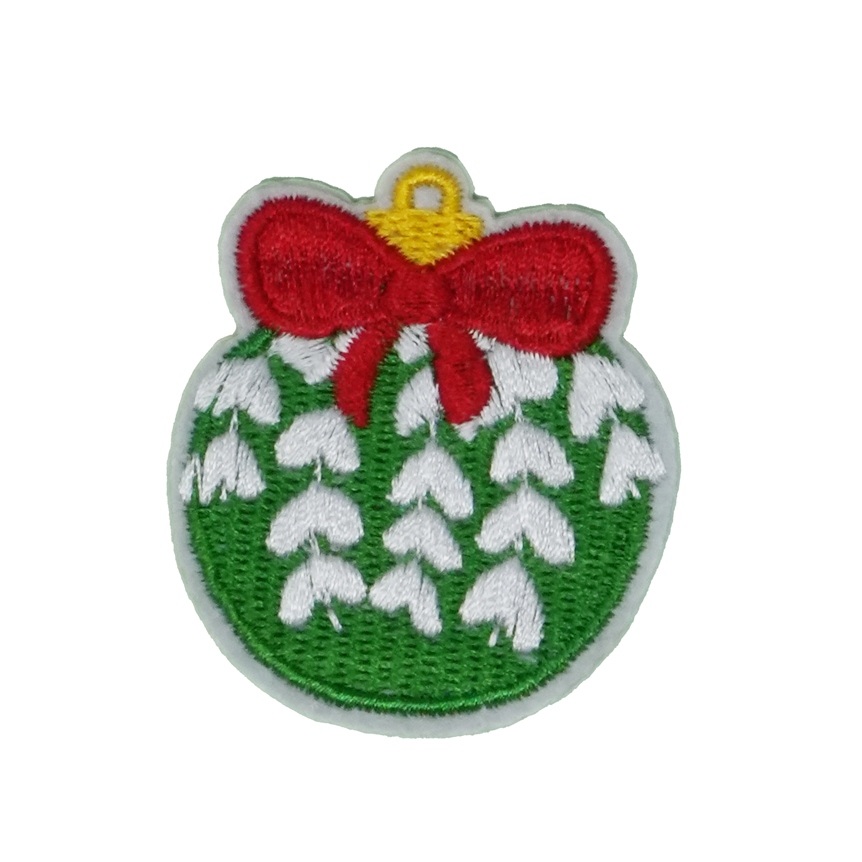 Green Bauble Christmas Decoration Patch Iron On (4.5 x 5cm)