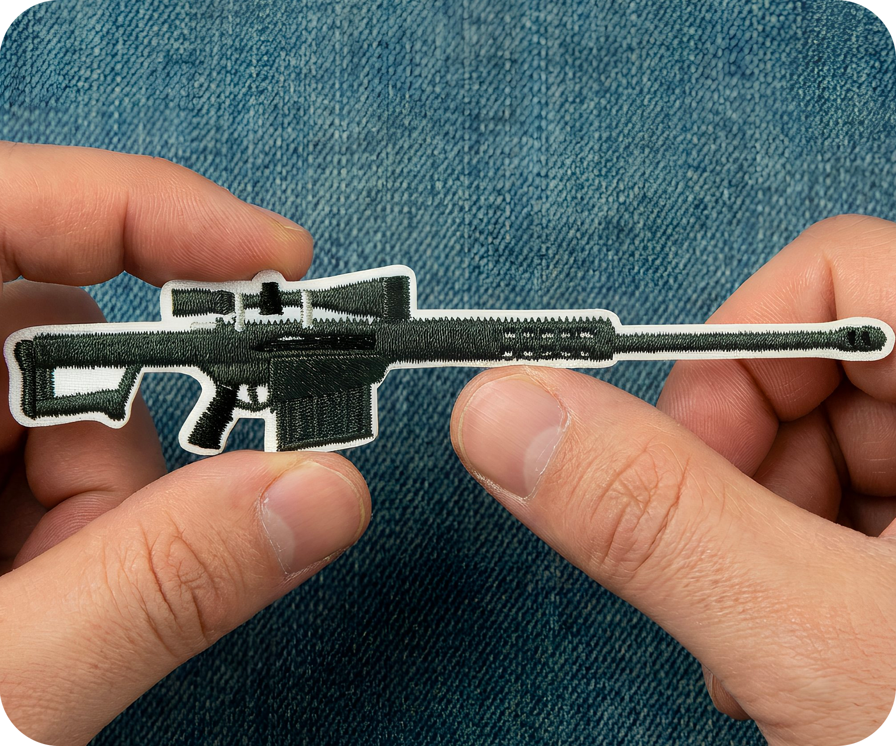 Barrett M82 Rifle .50 Caliber Iron On Patch (14 x 2.8cm)