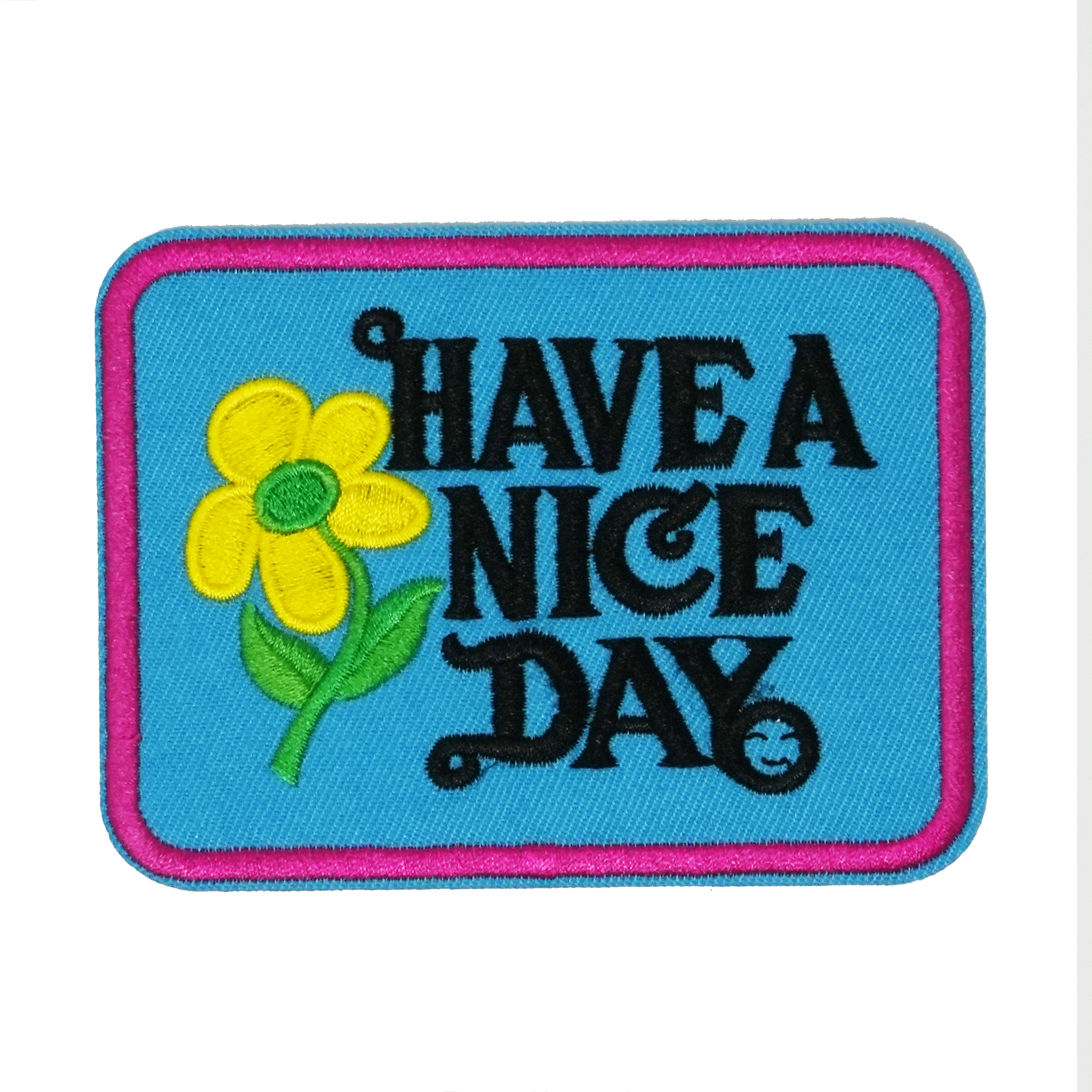 Have A Nice Day Blue & Pink Patch Iron On (9 x 7cm)