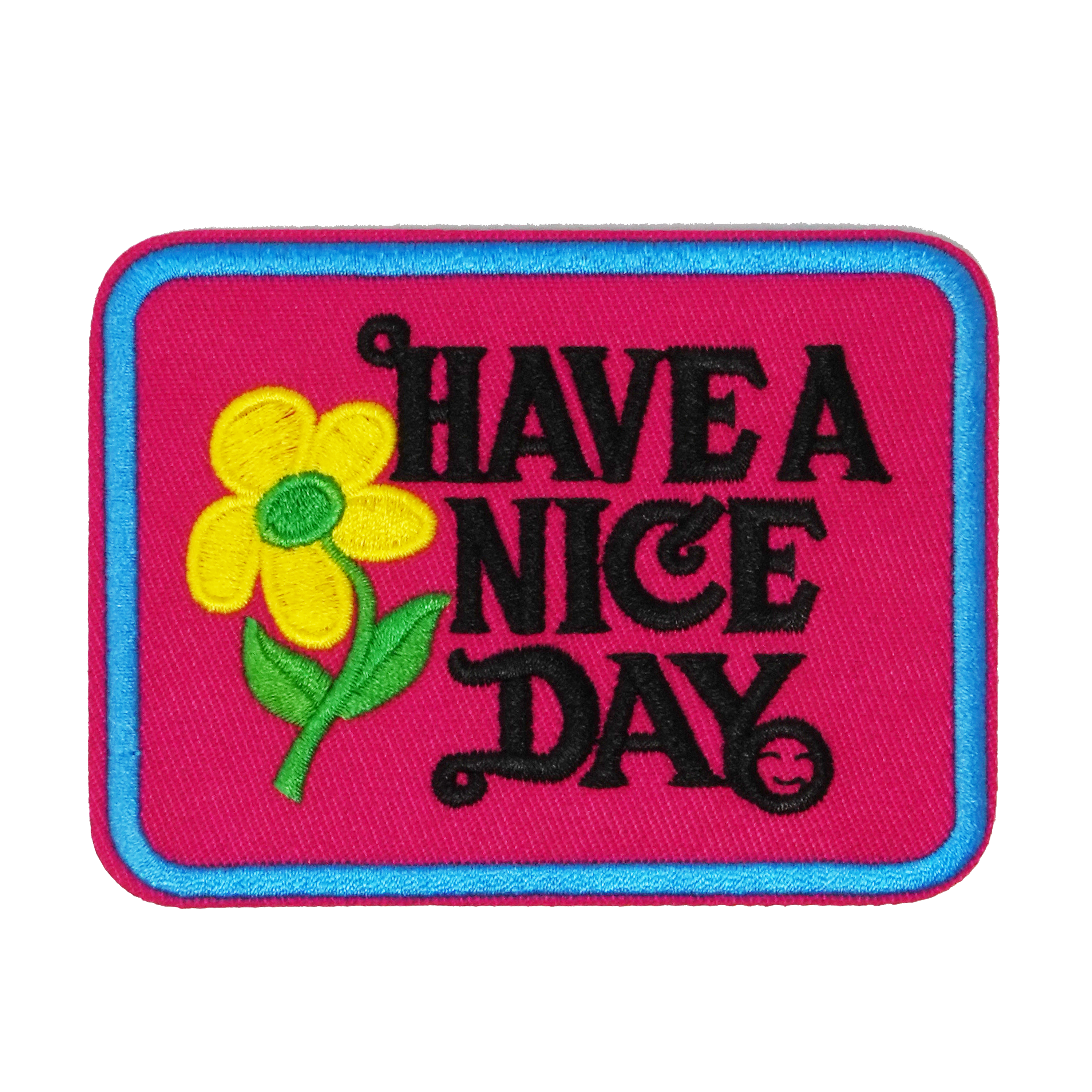 Have A Nice Day Hot Pink & Blue Patch Iron On (9 x 7cm)