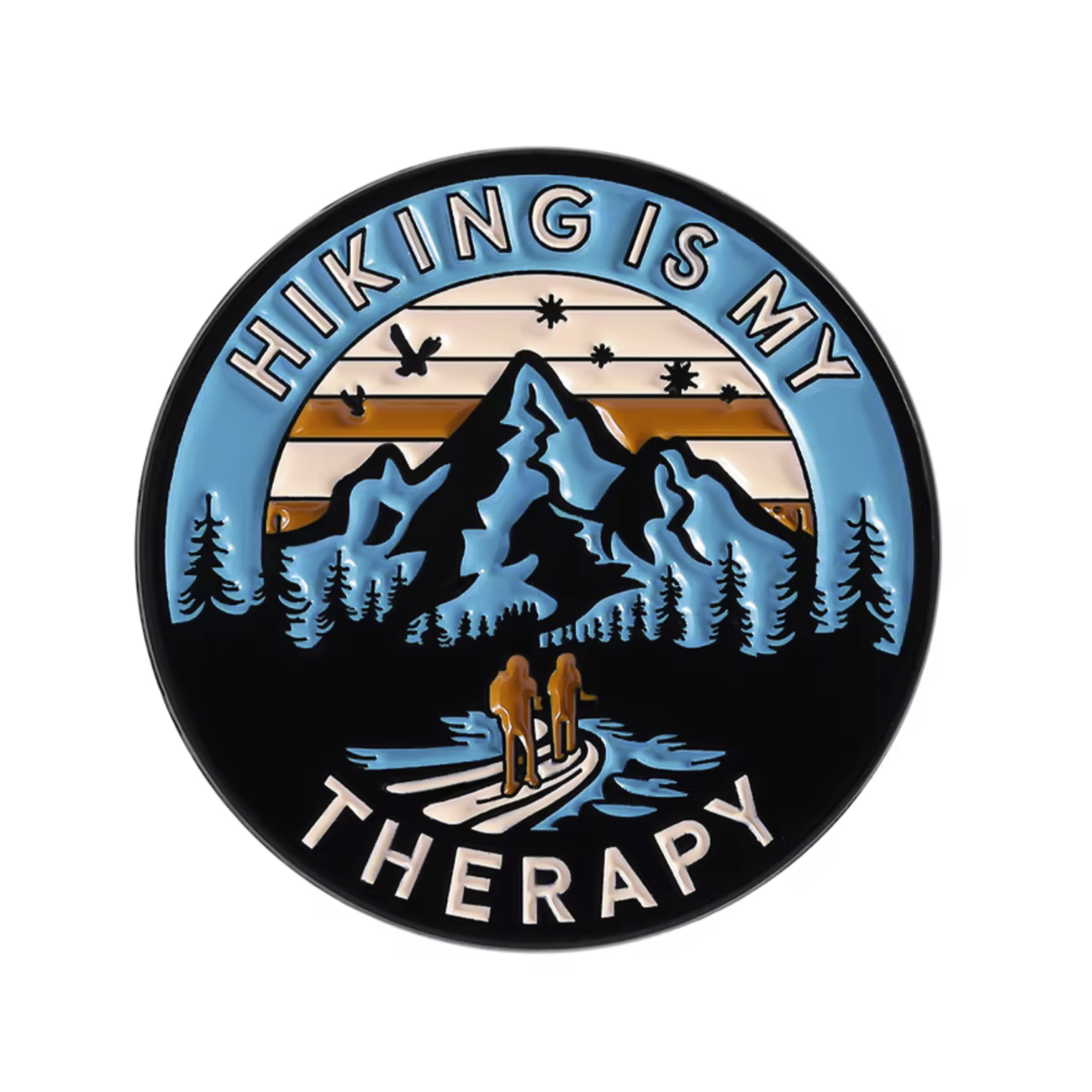Hiking Is My Therapy Pin Badge