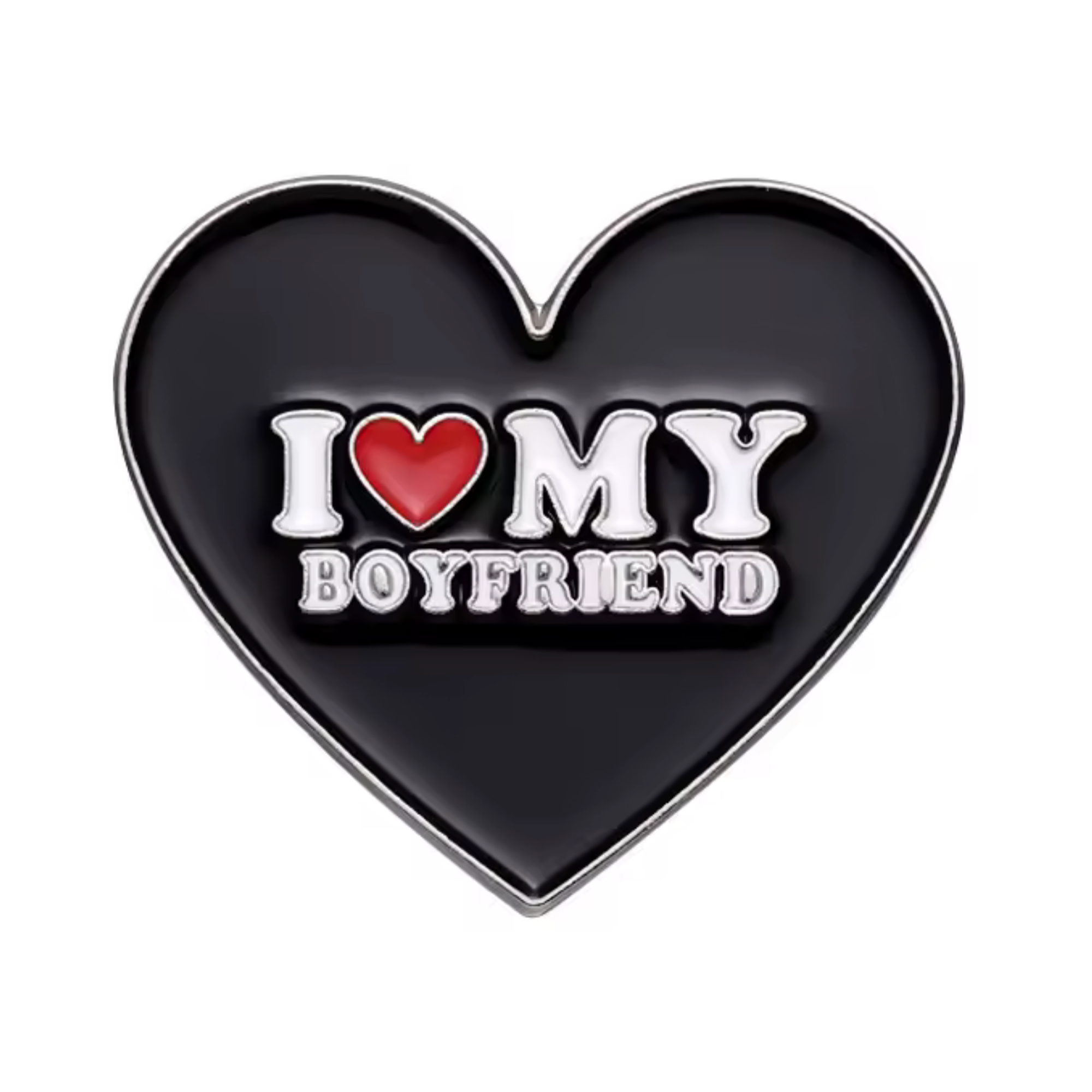 I Love My Boyfriend Heart Pin Badge