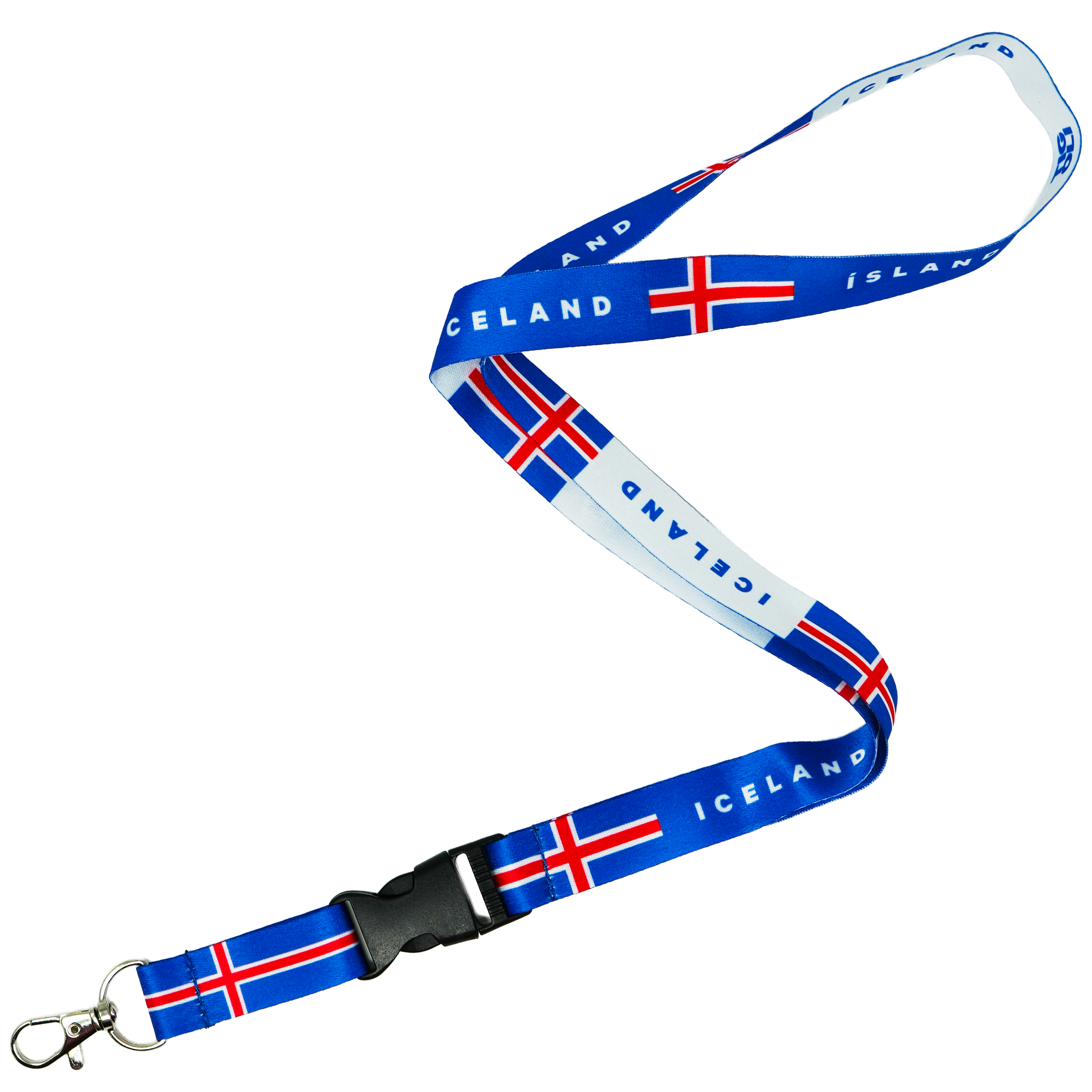 Iceland Flag Lanyard – Blue, Red & White “Iceland/Ísland”