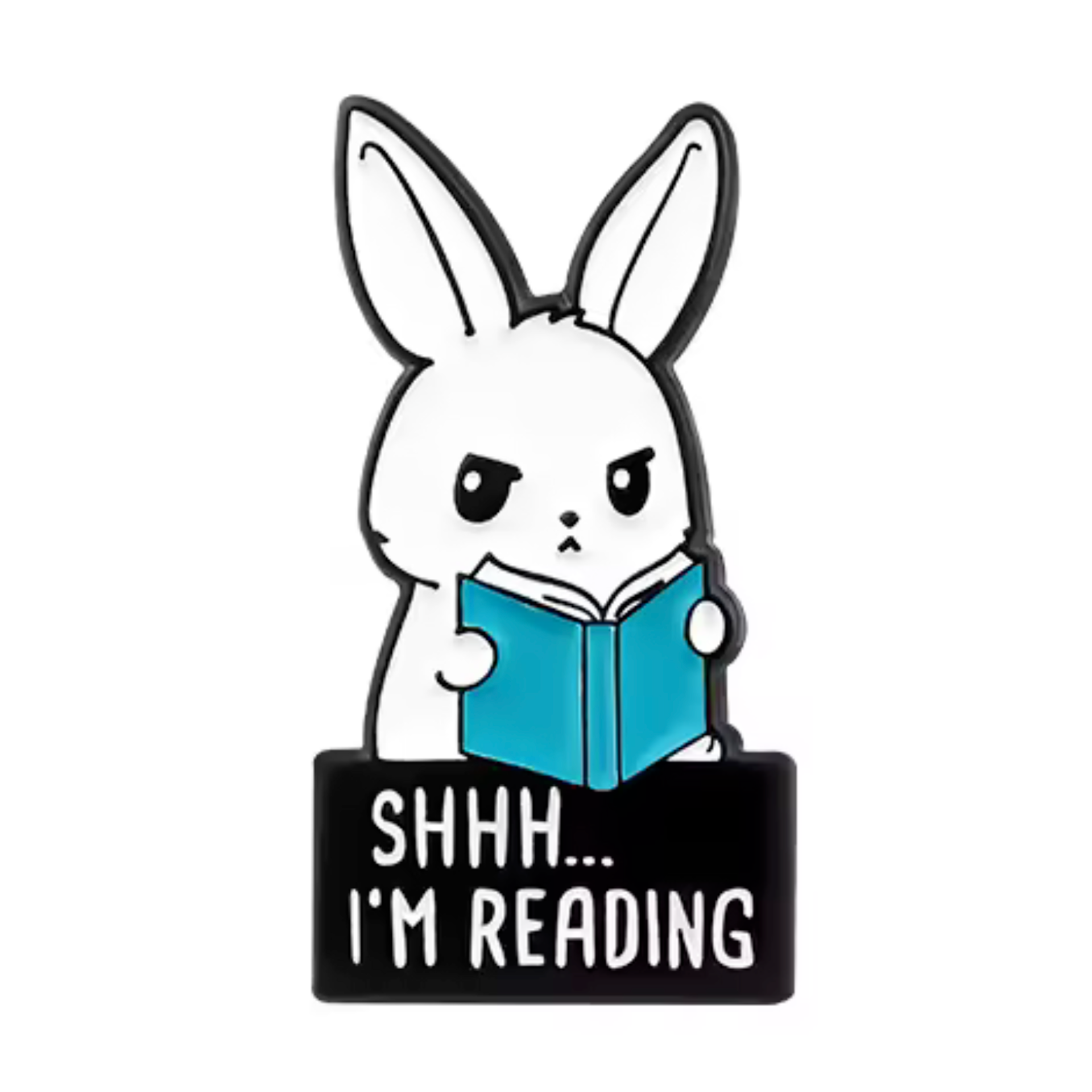 Sshhh I'm Reading Rabbit Book Pin Badge