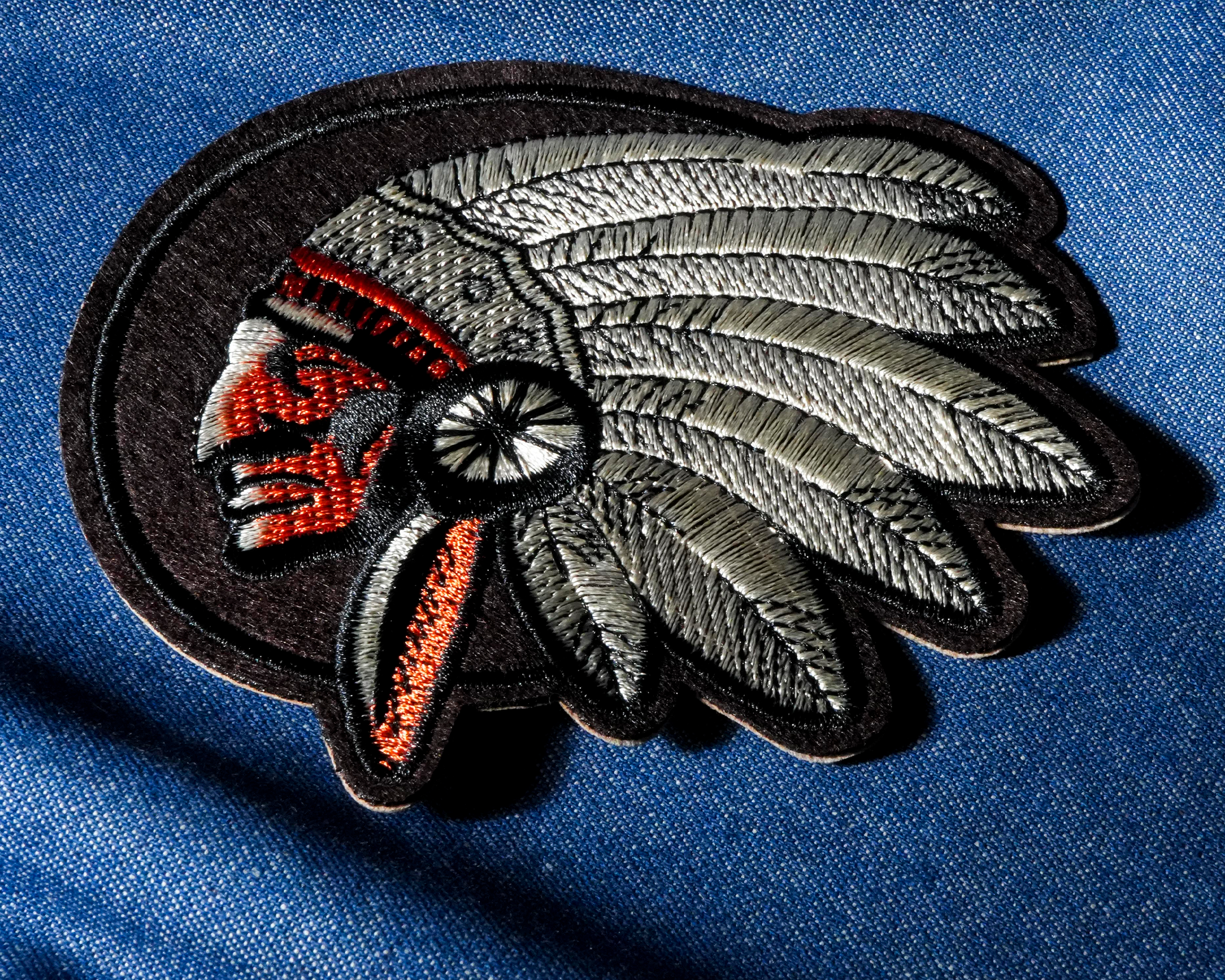 Native American Indian Head Brown Patch Iron On (12 x 11cm)