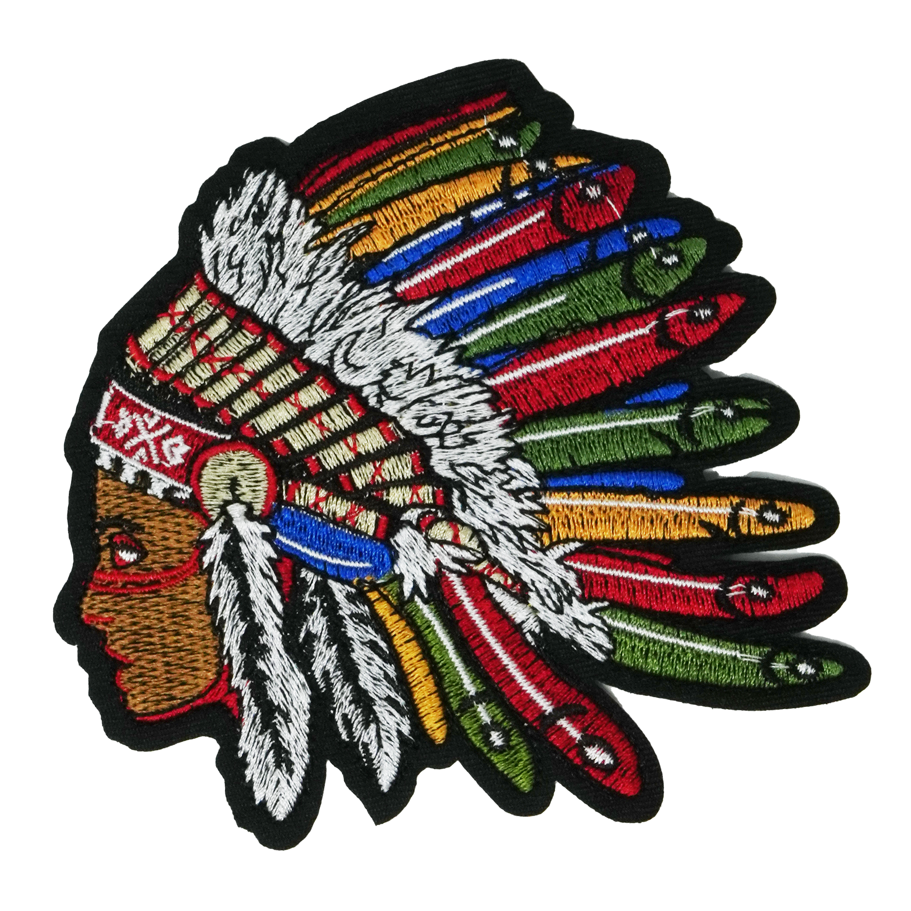 American Native Indian Colour Head Patch Iron On (11 x 12cm)