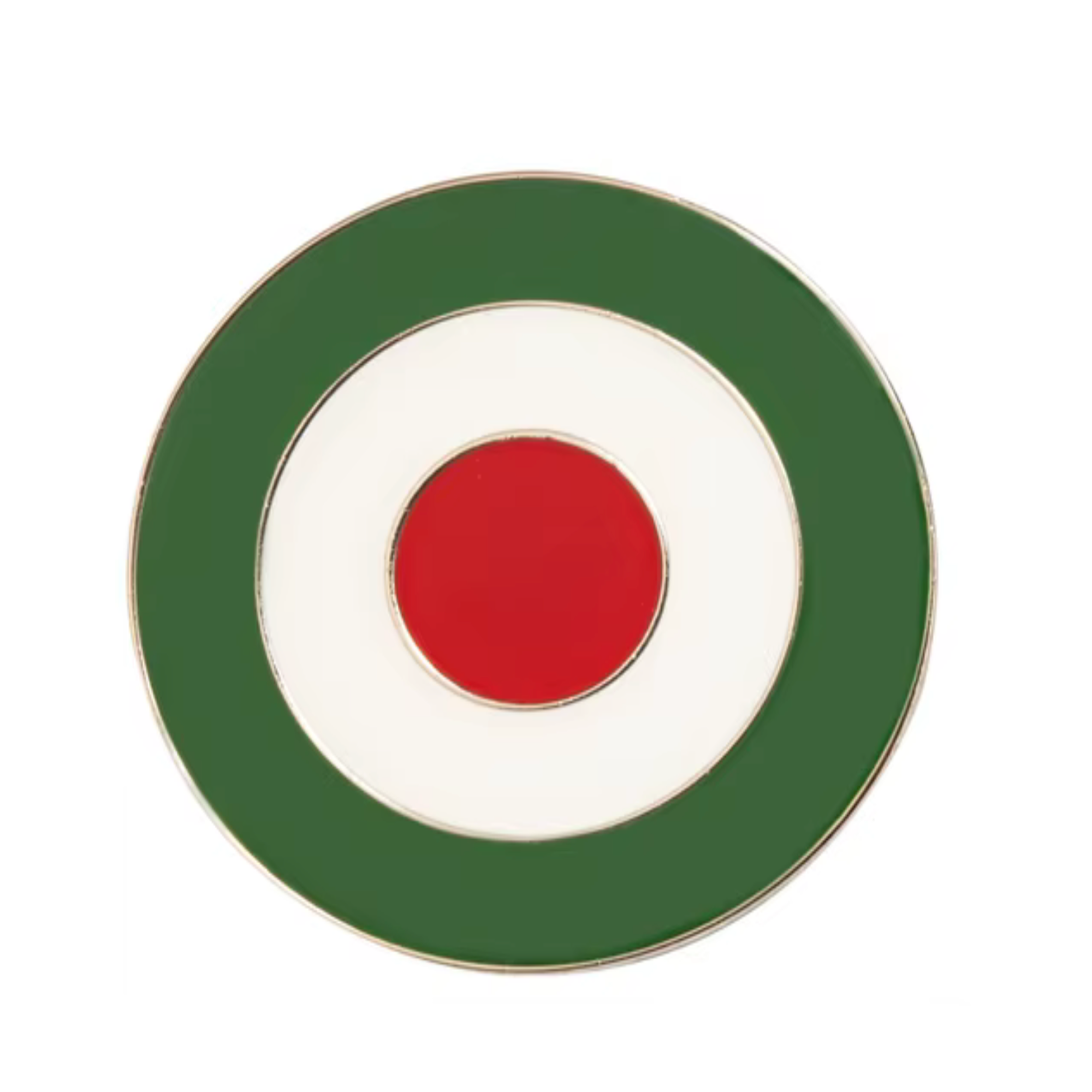 Green, White & Red Target Round Flag Pin Badge